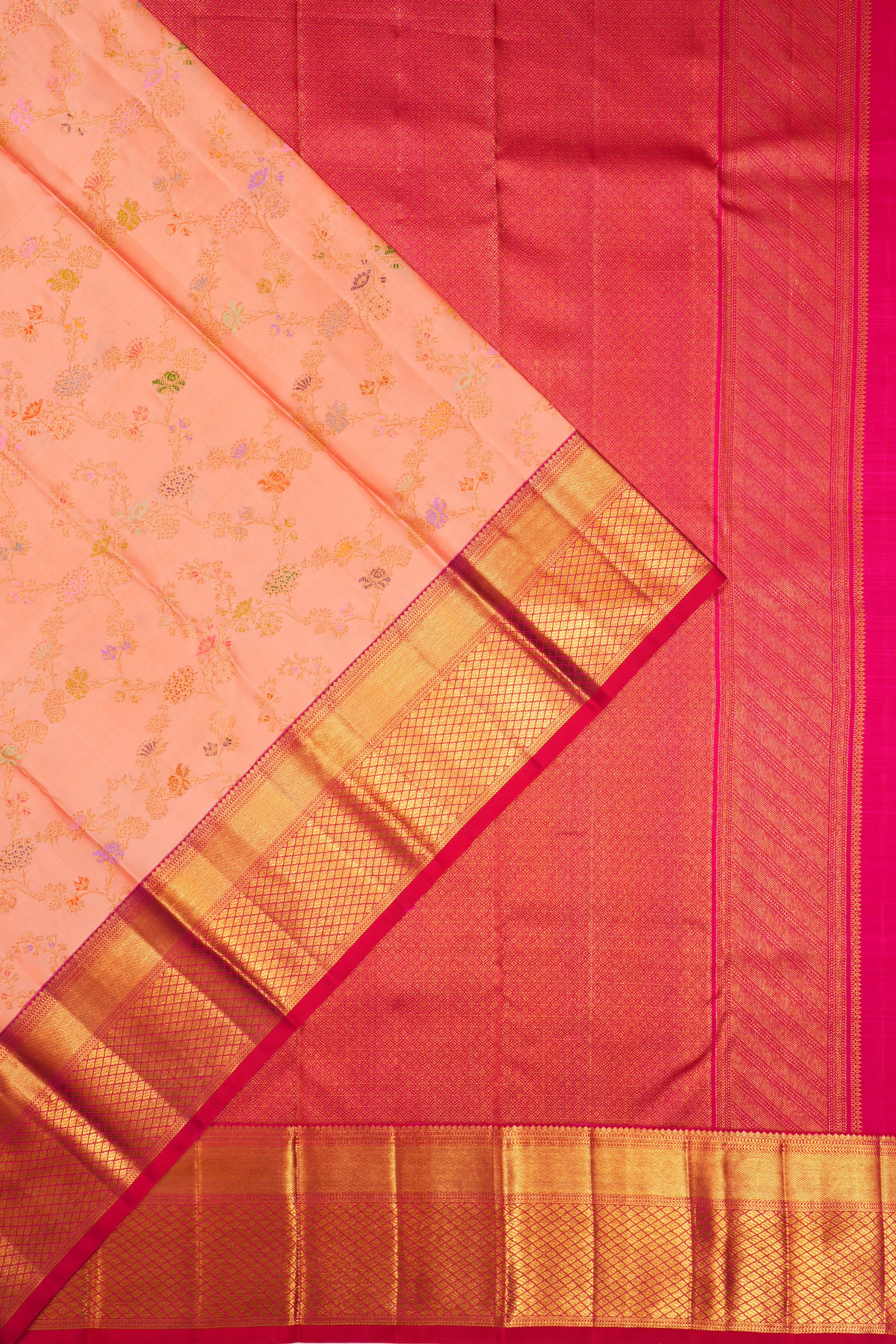 Kanchipuram Silk Jaal Baby Pink Saree
