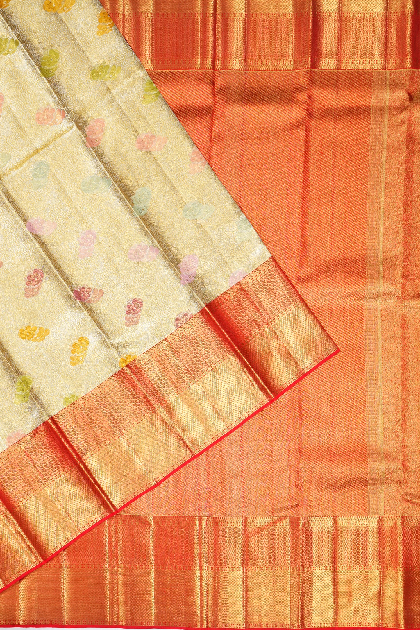 Kanchipuram Silk Tissue Brocade Gold Saree