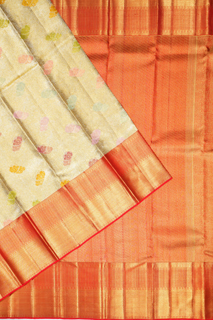 Kanchipuram Silk Tissue Brocade Gold Saree