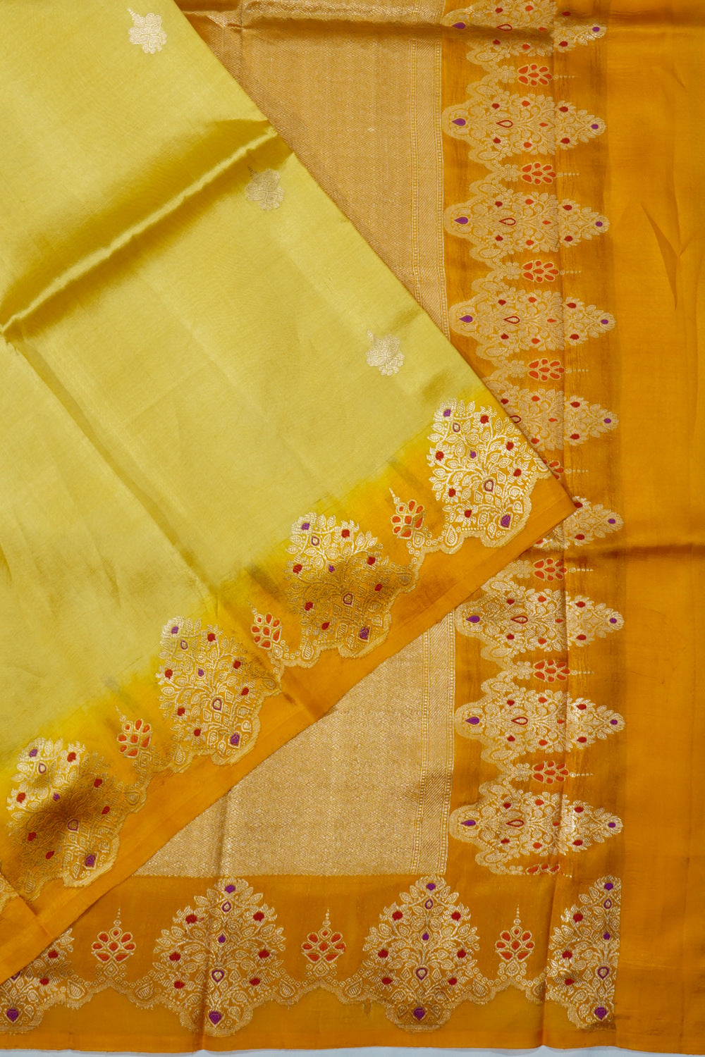 Banarasi Silk Butta Yellow Saree