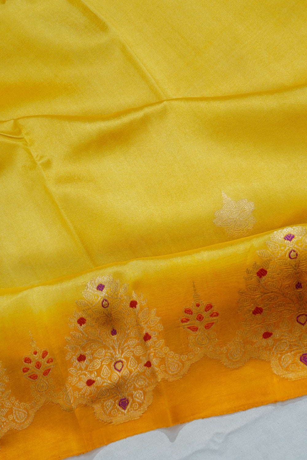 Banarasi Silk Butta Yellow Saree
