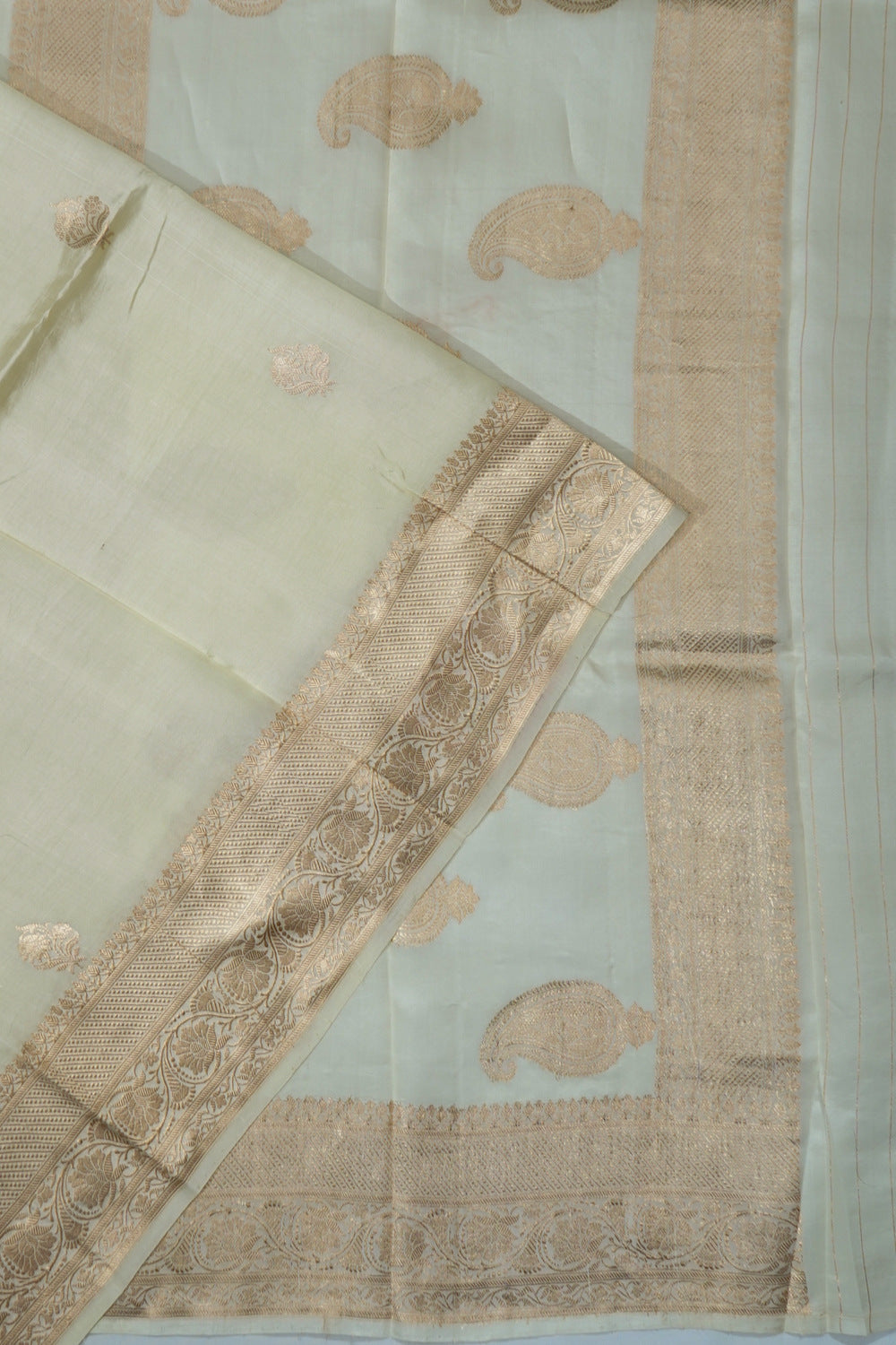 Banarasi Katan Silk Butta Cream saree