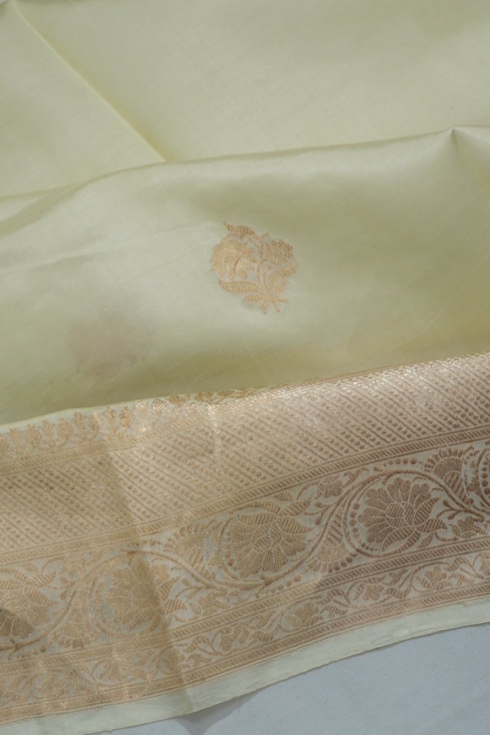 Banarasi Katan Silk Butta Cream saree