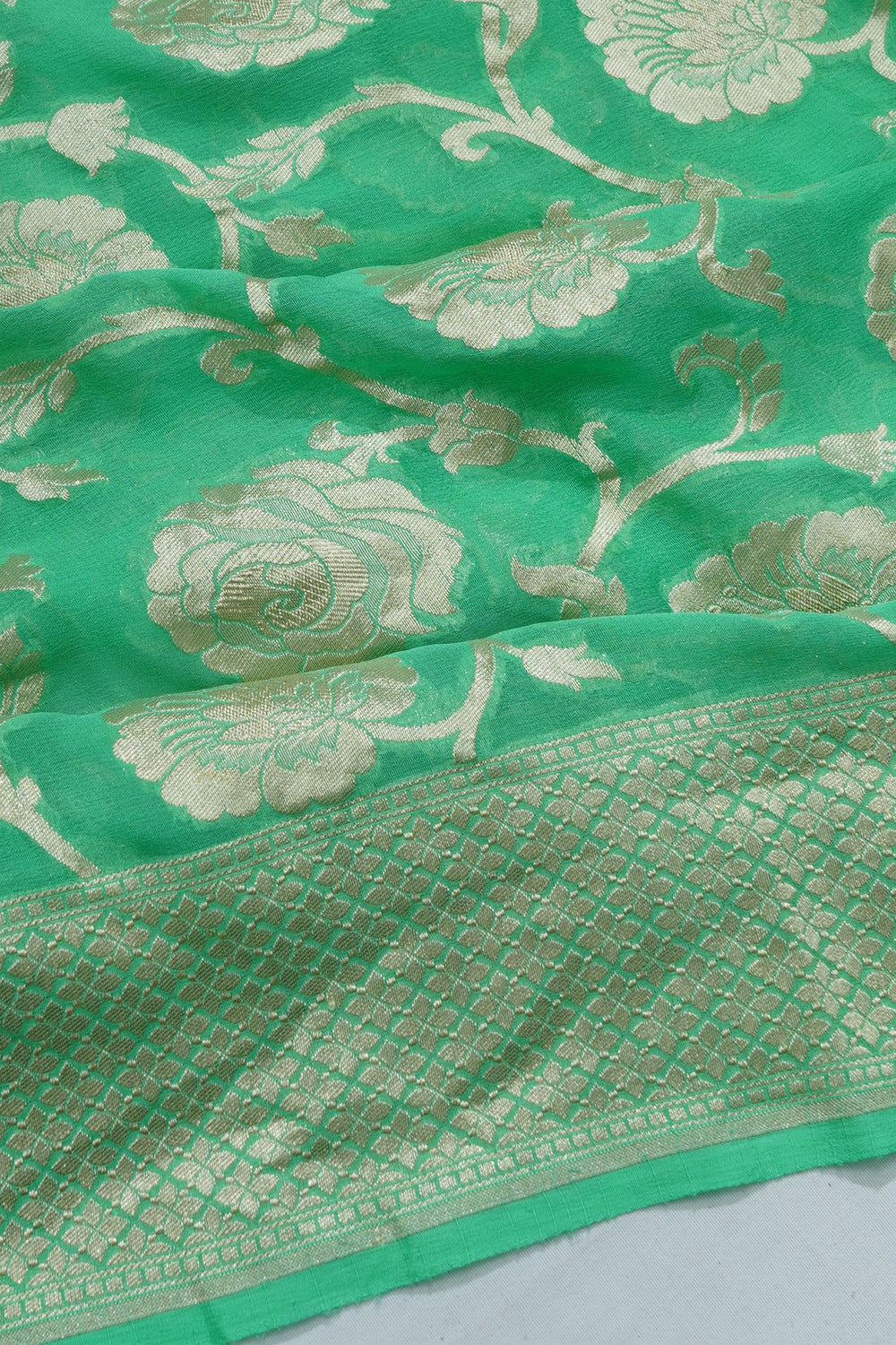 Banarasi Georgette Jaal Green Saree