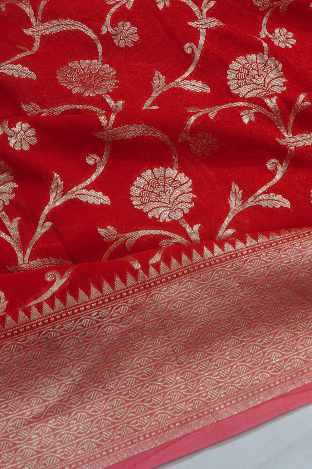 Banarasi Georgette Jaal Red Saree