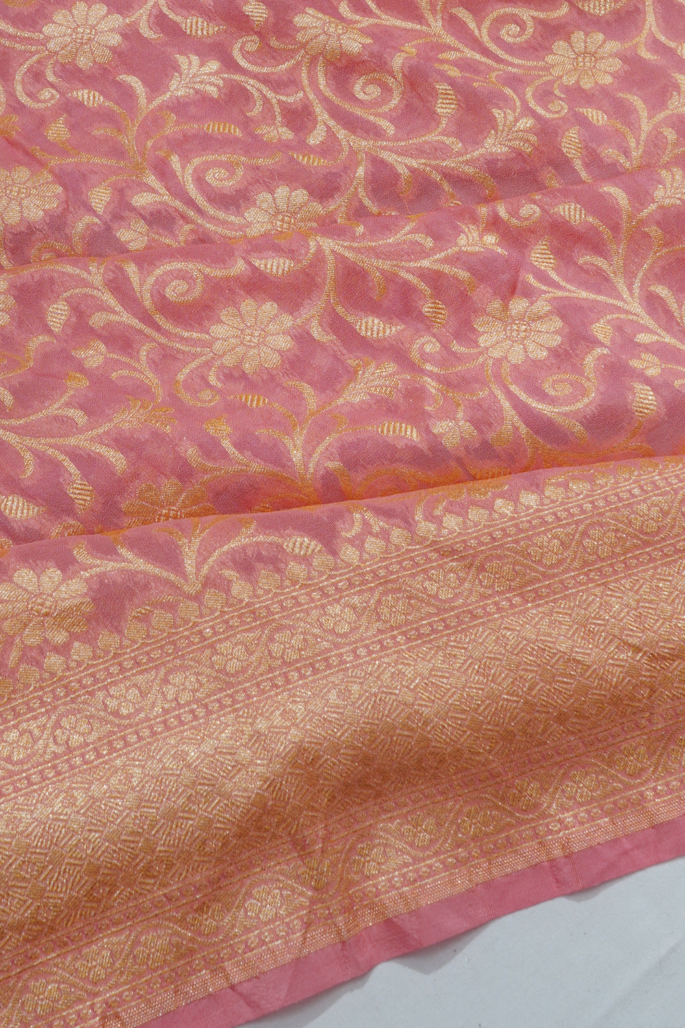 Banarasi Georgette Jaal Peach Saree