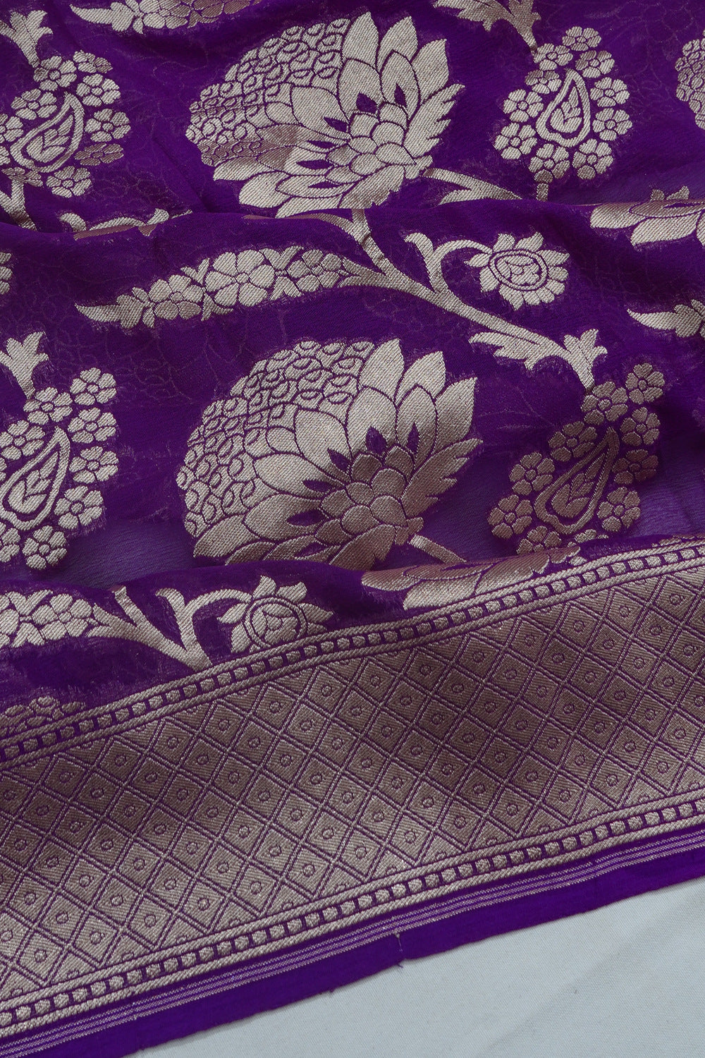 Banarasi Georgette Jaal Violet Saree