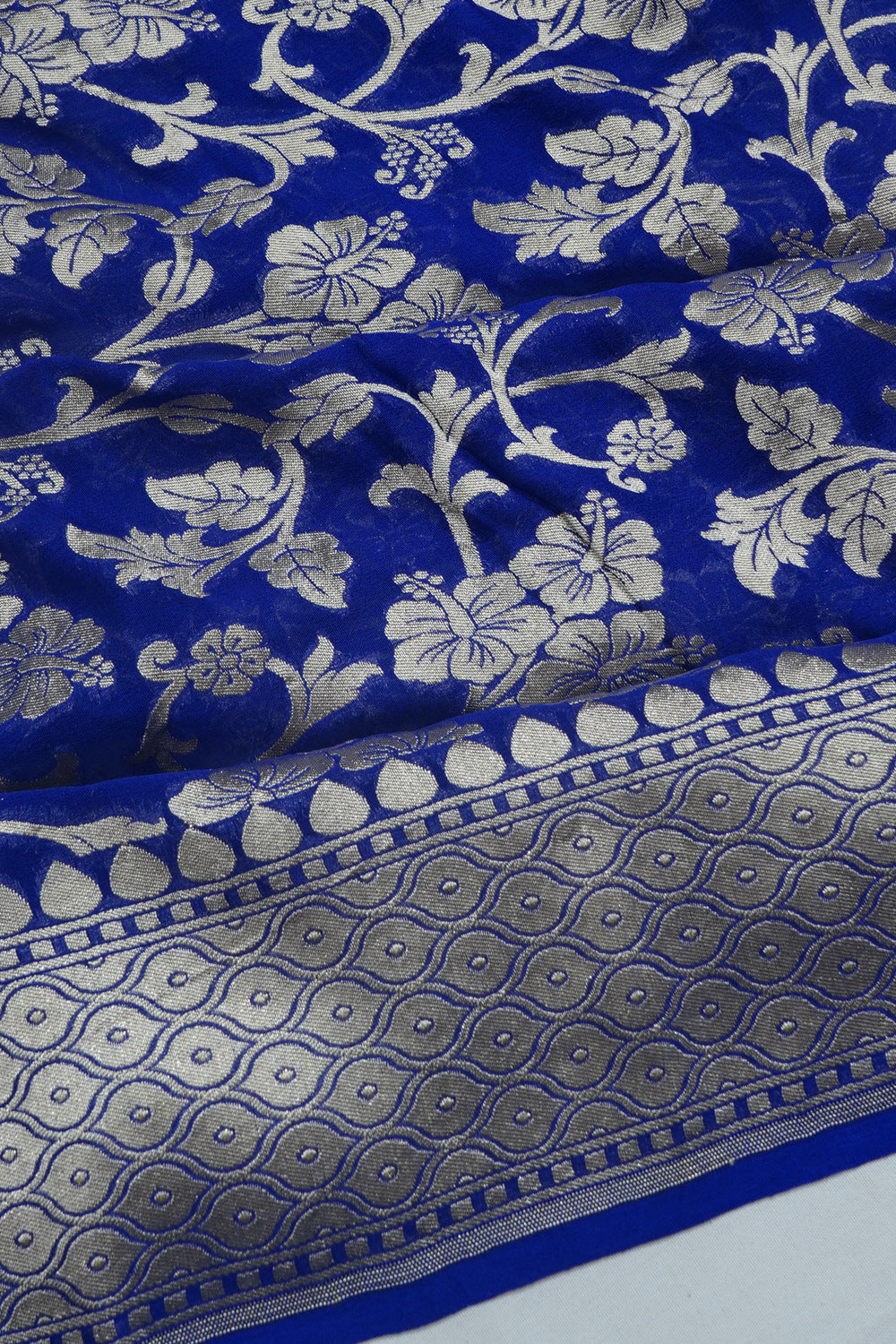Banarasi Georgette Jaal Royal Blue Saree