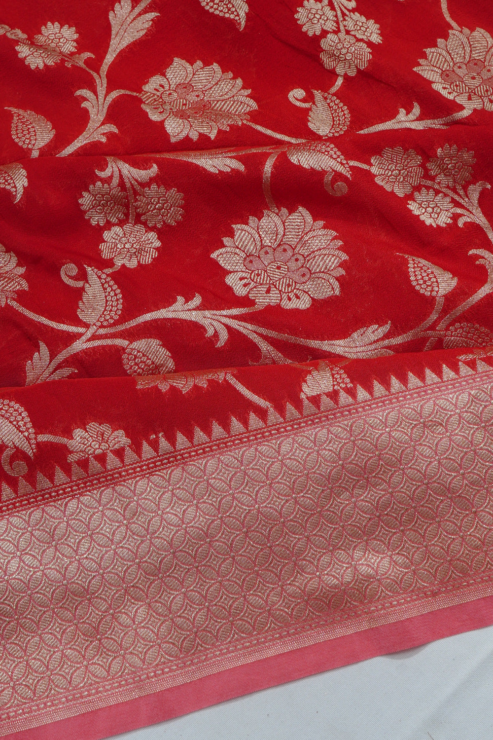 Banarasi Georgette Jaal Red Saree