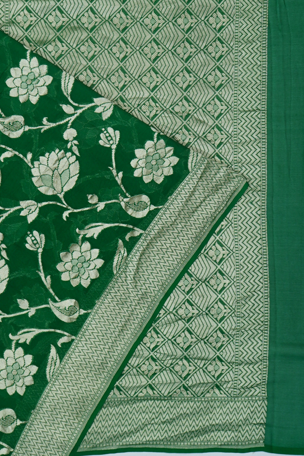 Banarasi Georgette Jaal Dark Green Saree