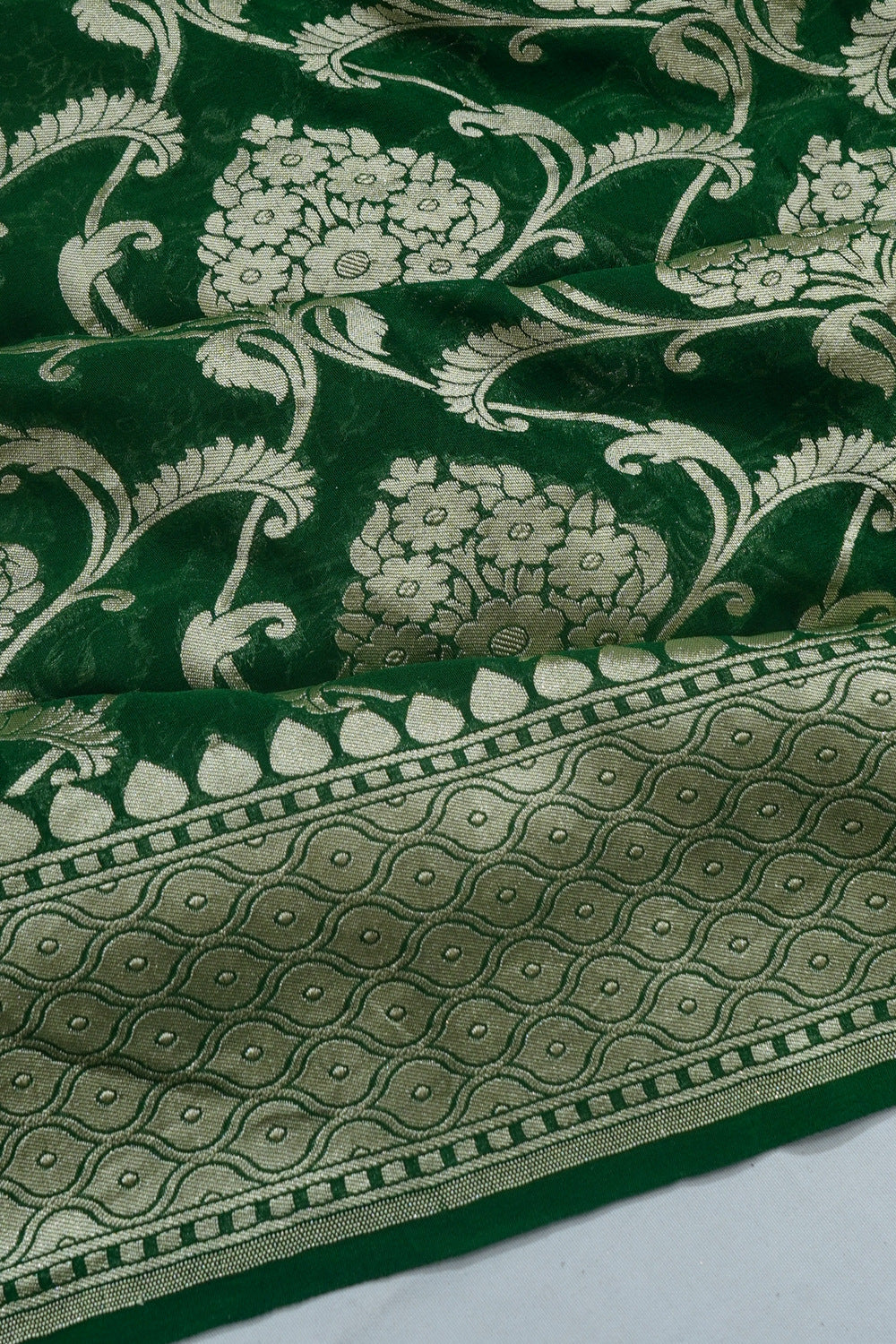 Banarasi Georgette Jaal Dark Green Saree