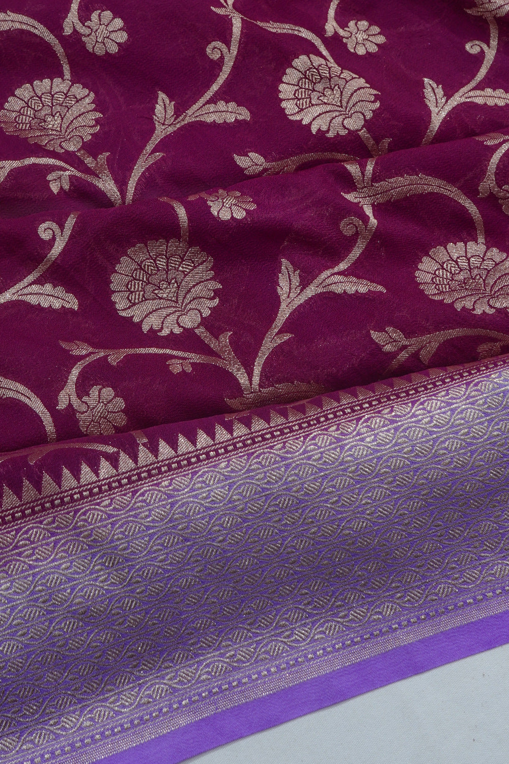 Banarasi Georgette Jaal Purple Saree