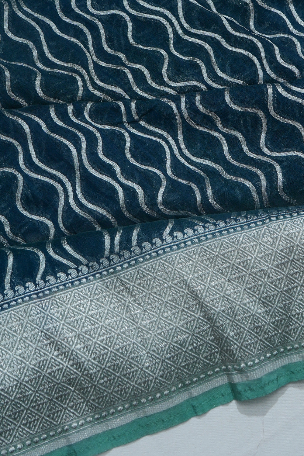 Banarasi Georgette Brocade Teal Green Saree