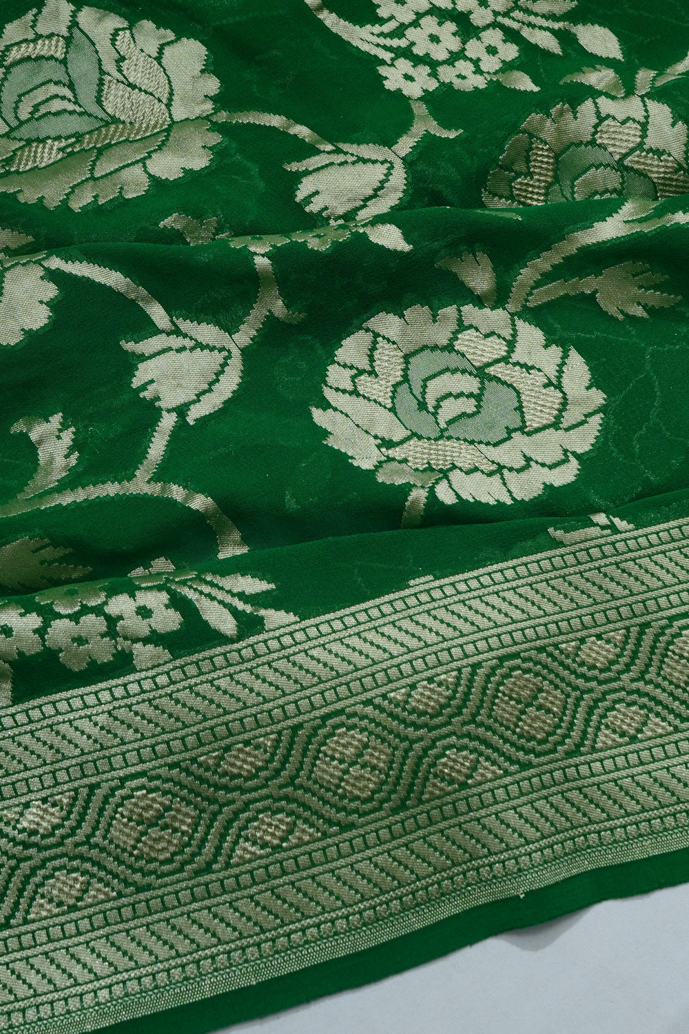 Banarasi Georgette Jaal Green Saree