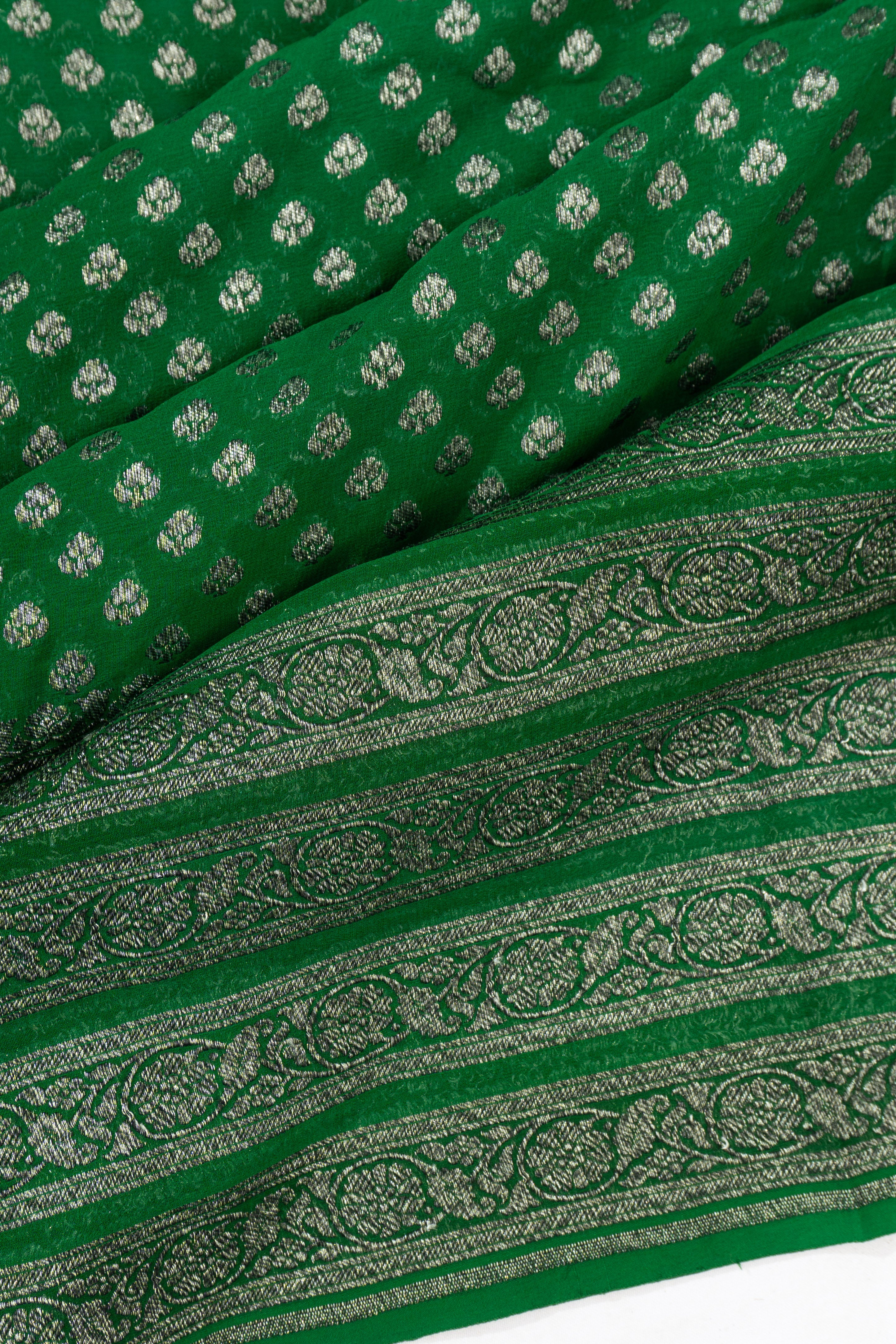 Banarasi Georgette Brocade Green Saree