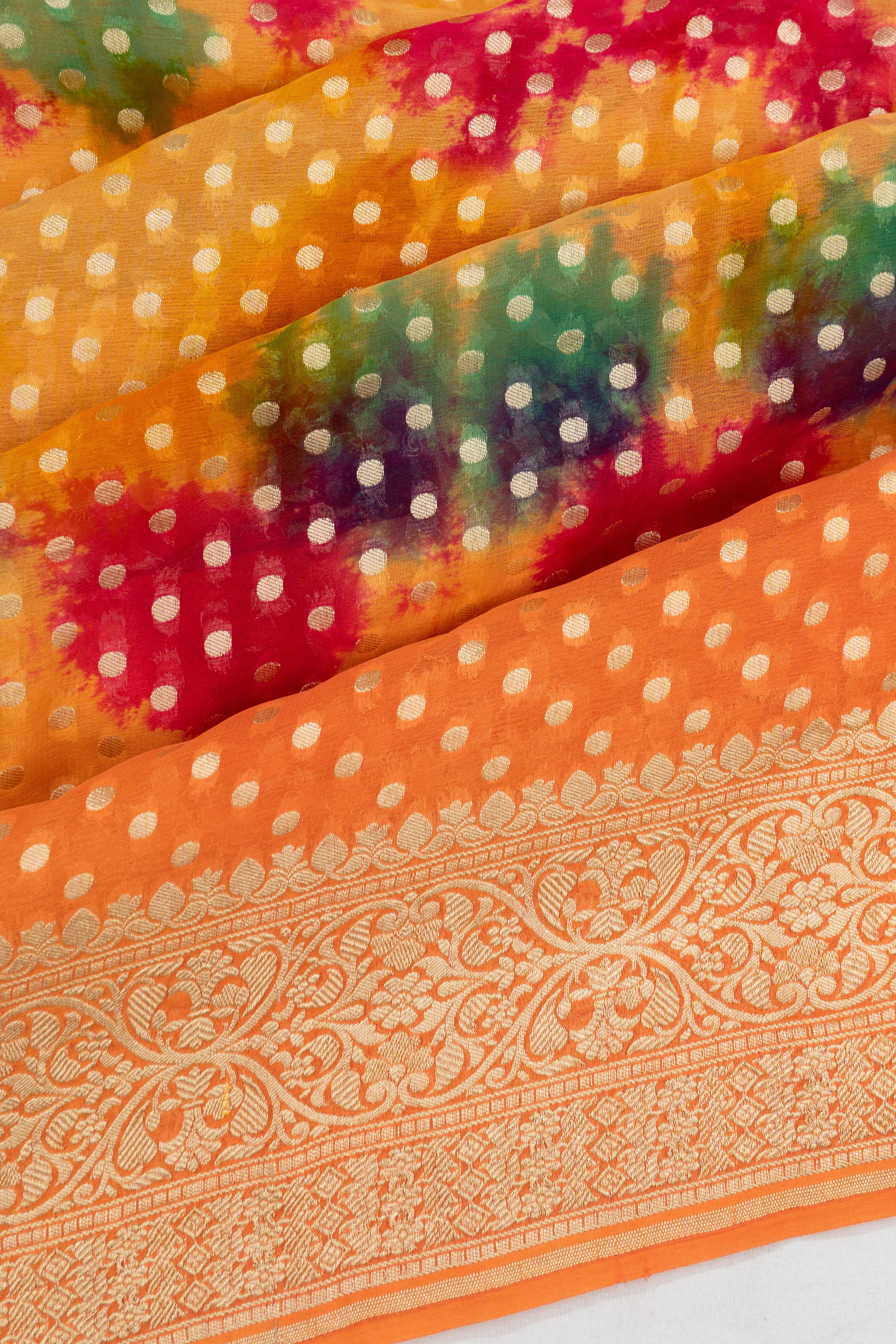 Banarasi Georgette Brocade Orange Saree