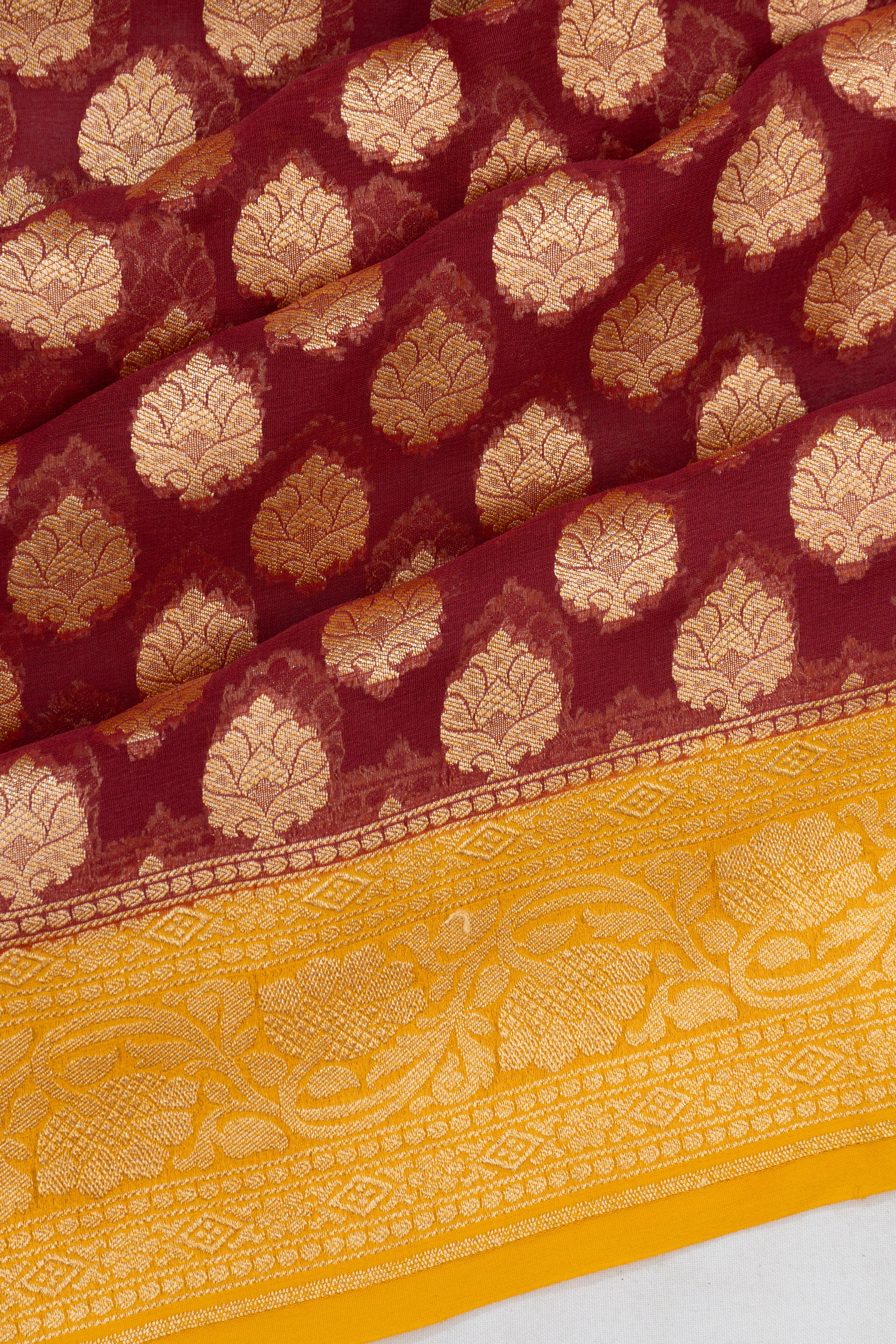 Banarasi Georgette Brocade Maroon Saree