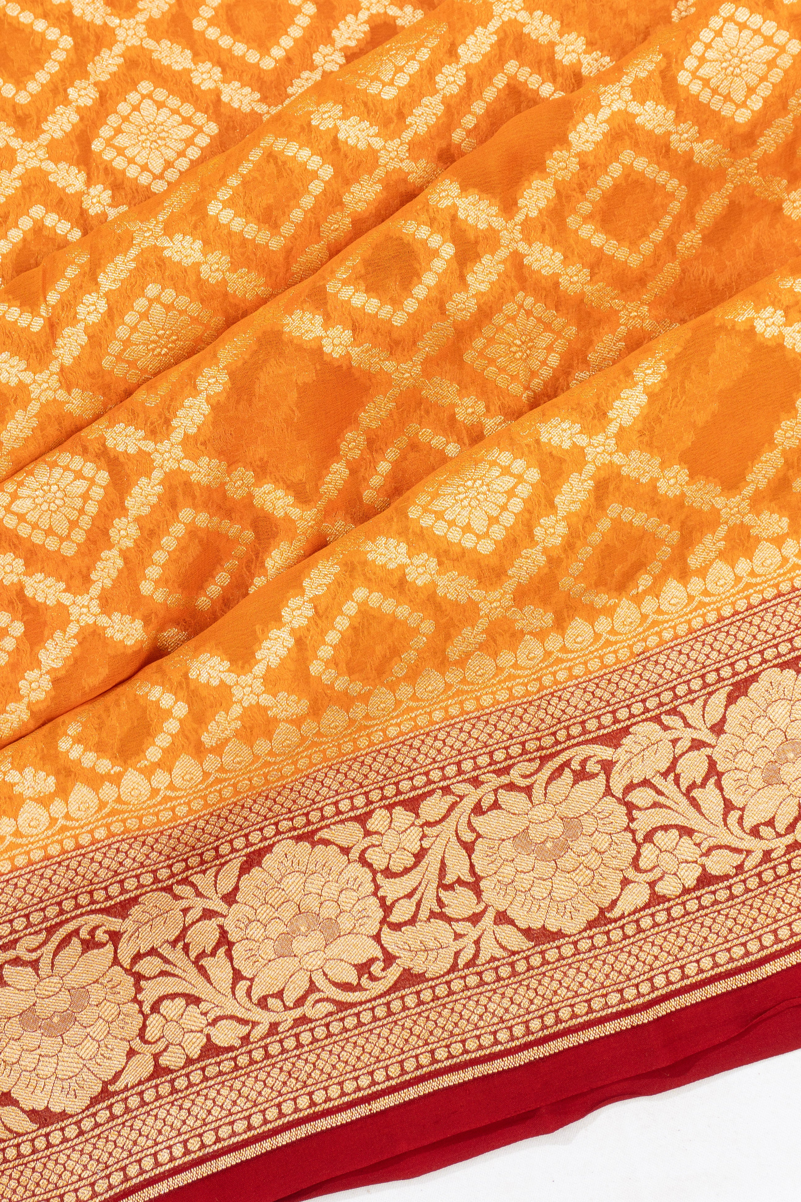 Banarasi Georgette Brocade Orange Saree