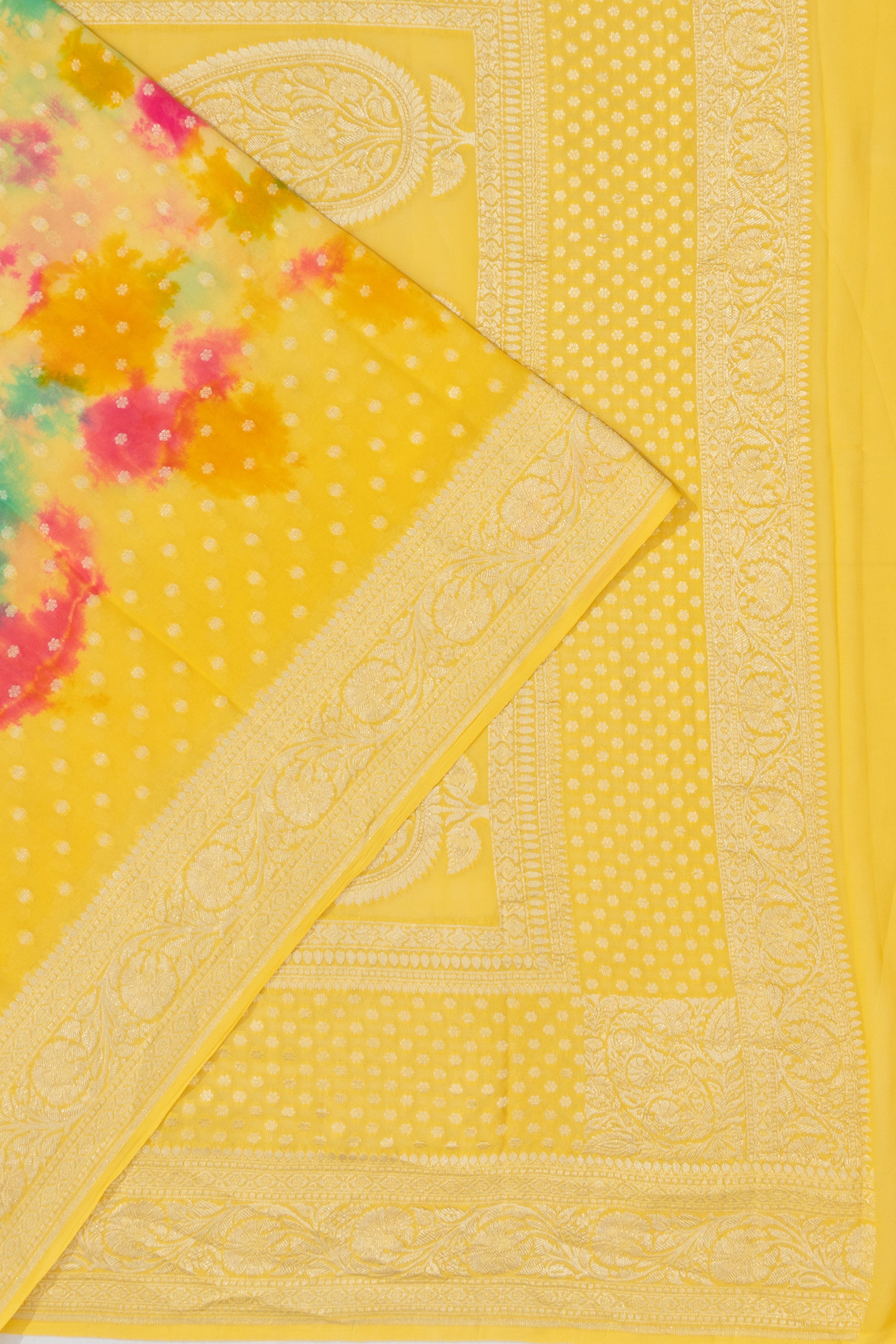 Banarasi Georgette Brocade Yellow Saree