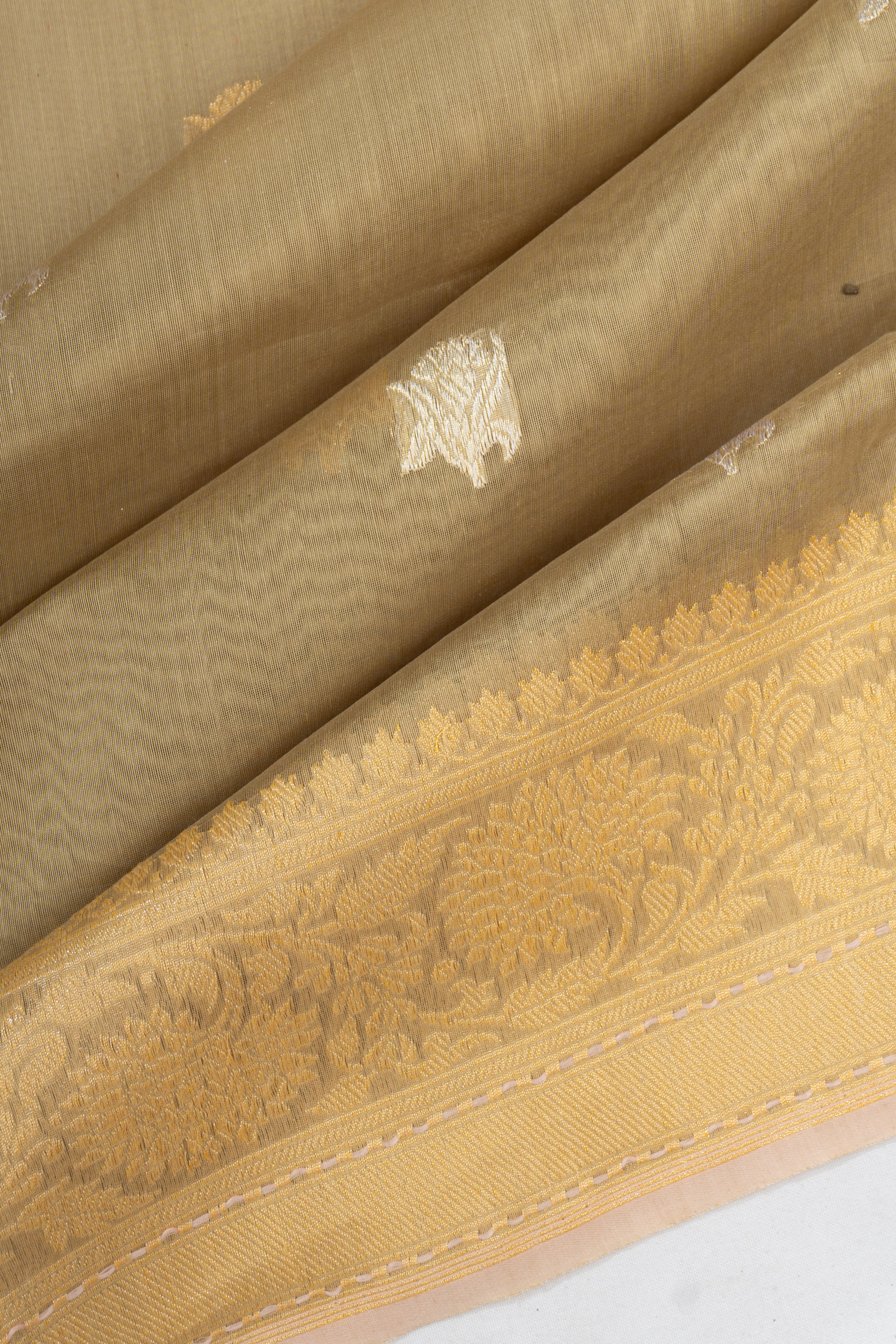 Banarasi Cotton Butta Beige Saree