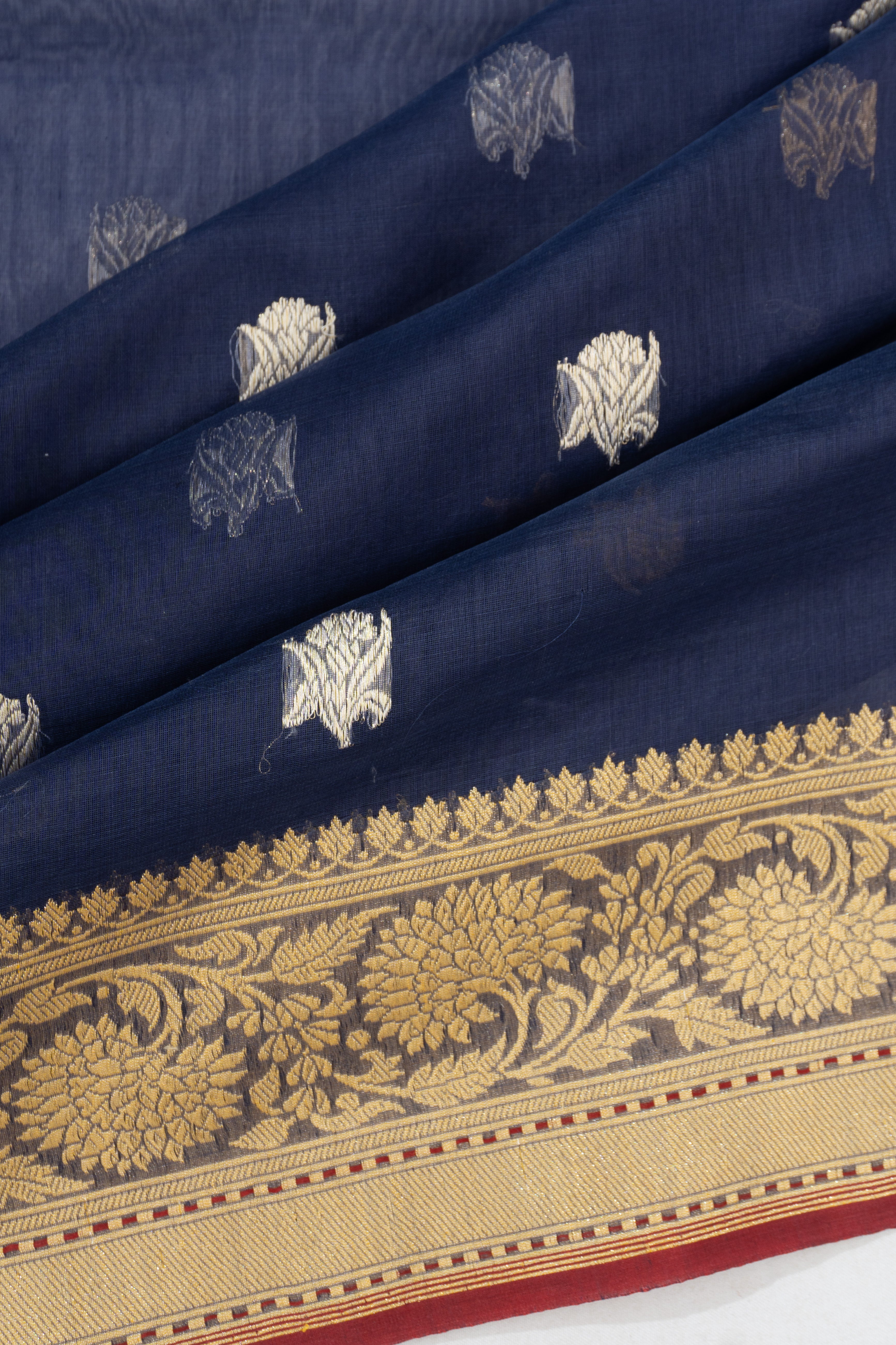 Banarasi Cotton Butta Blue Saree