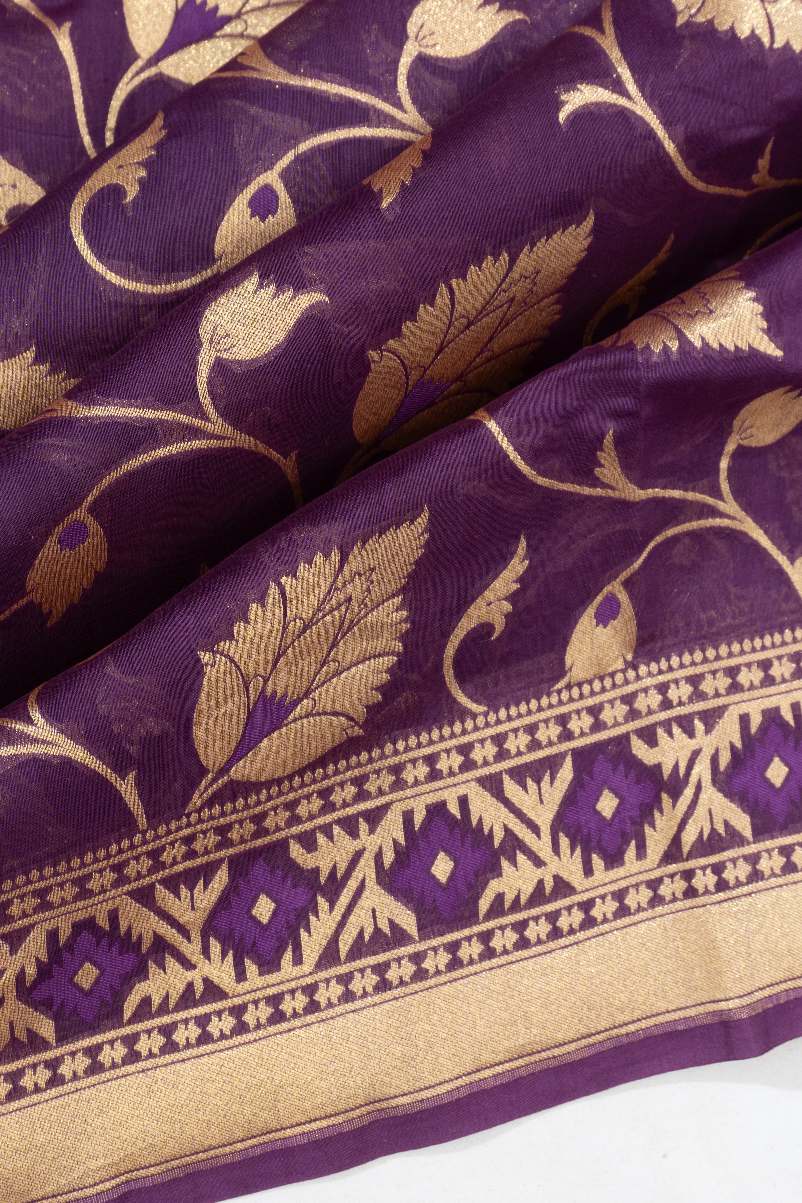 Banarasi Cotton Jaal Purple Saree
