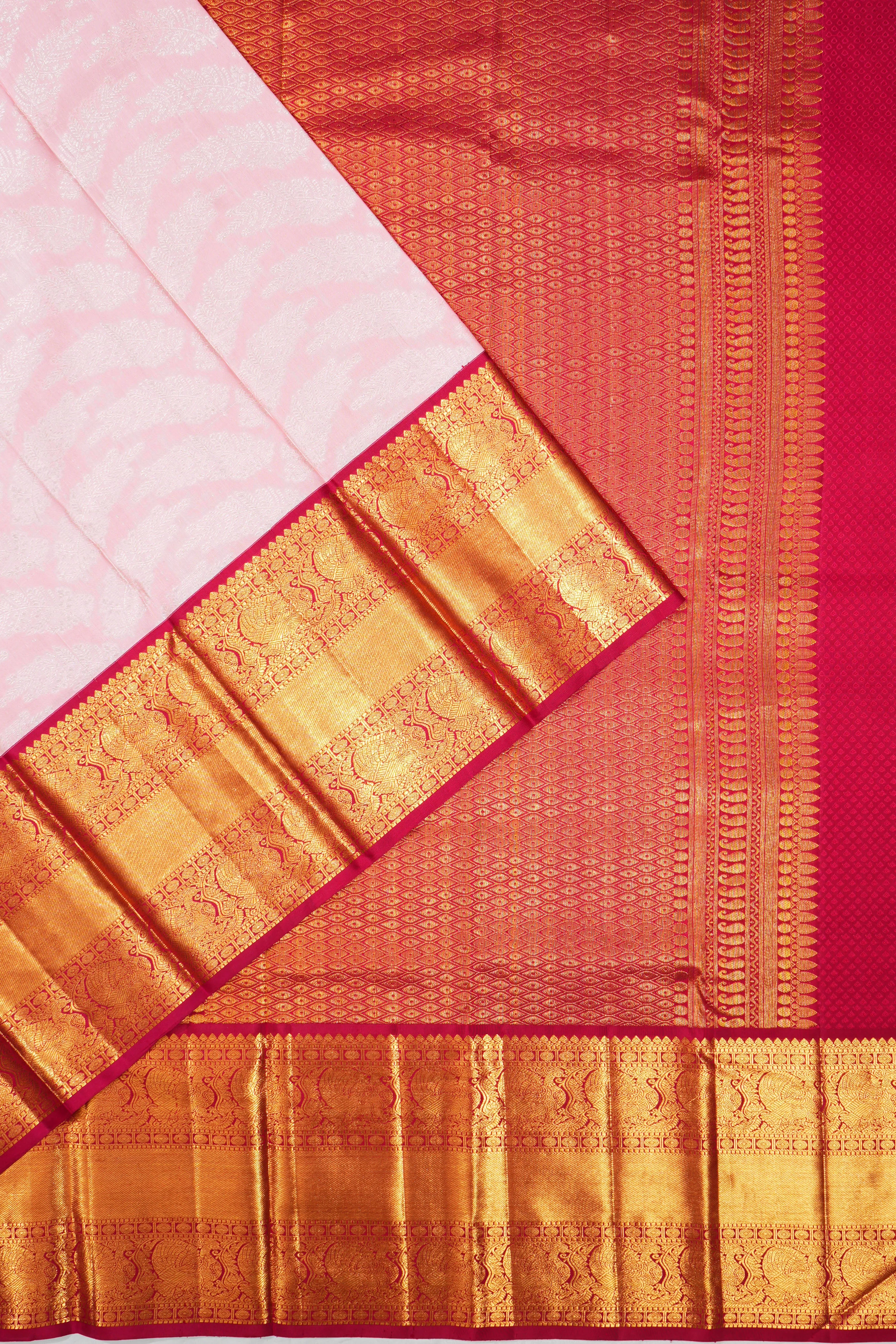 Kanchipuram Silk Brocade Baby Pink Saree