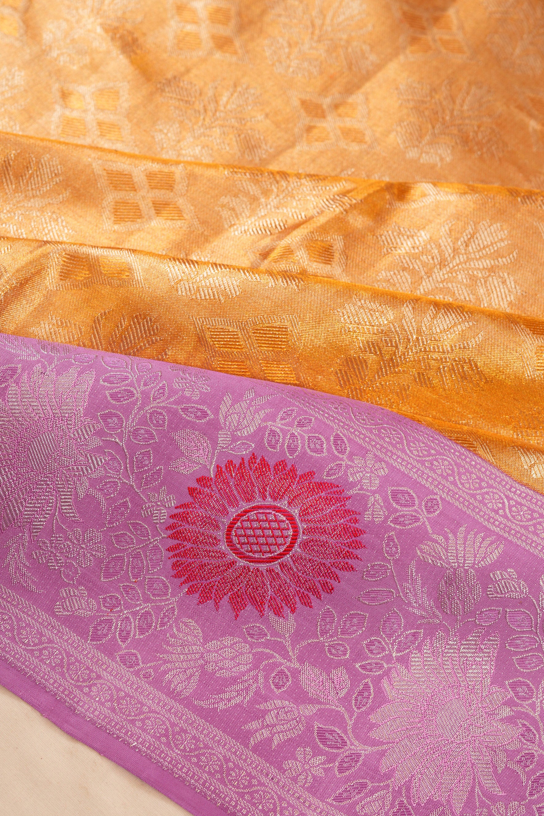 Kanchipuram Silk Tissue Brocade Gold Saree