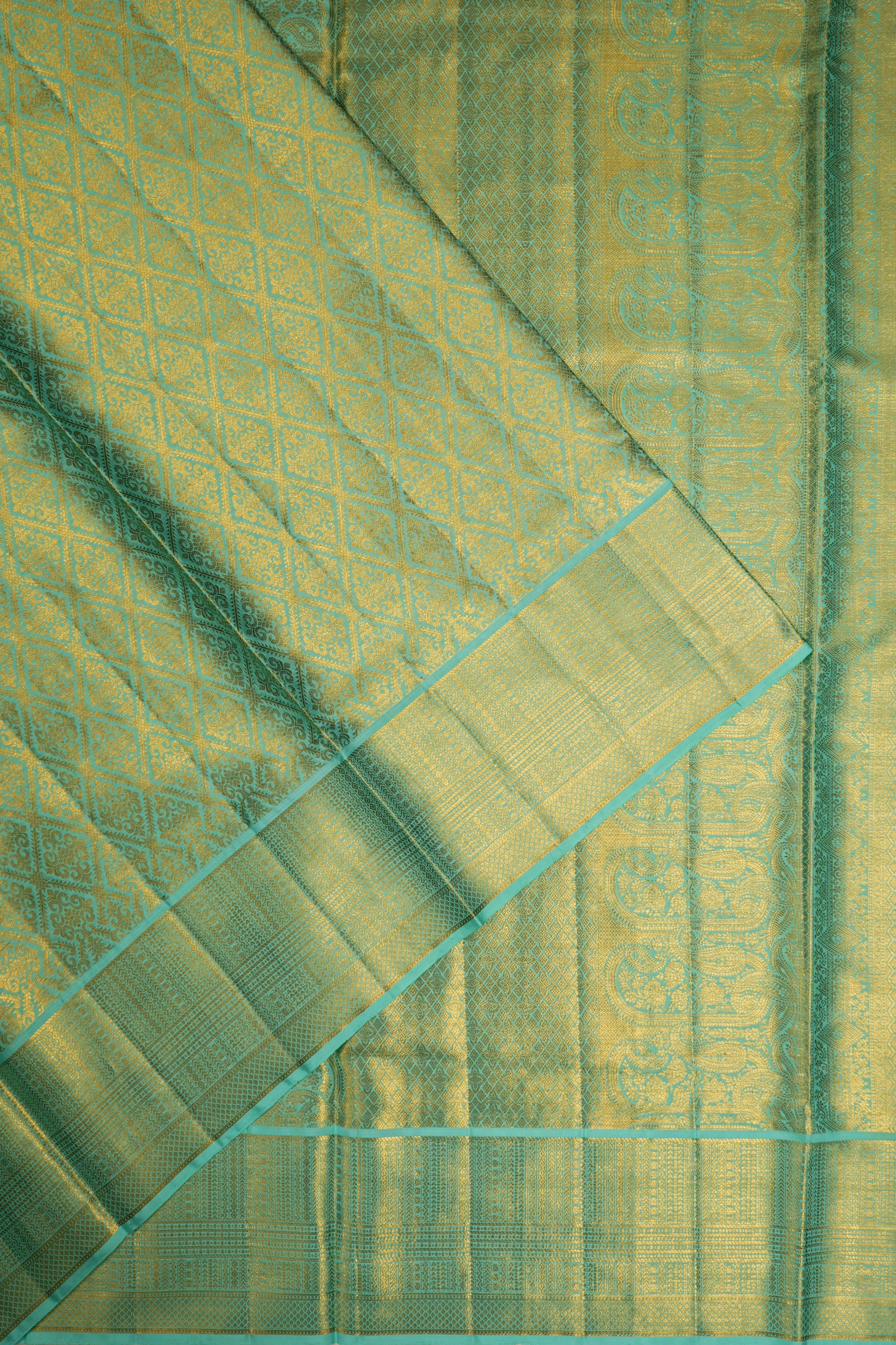 Kanchipuram Silk Brocade Pastel Blue Saree