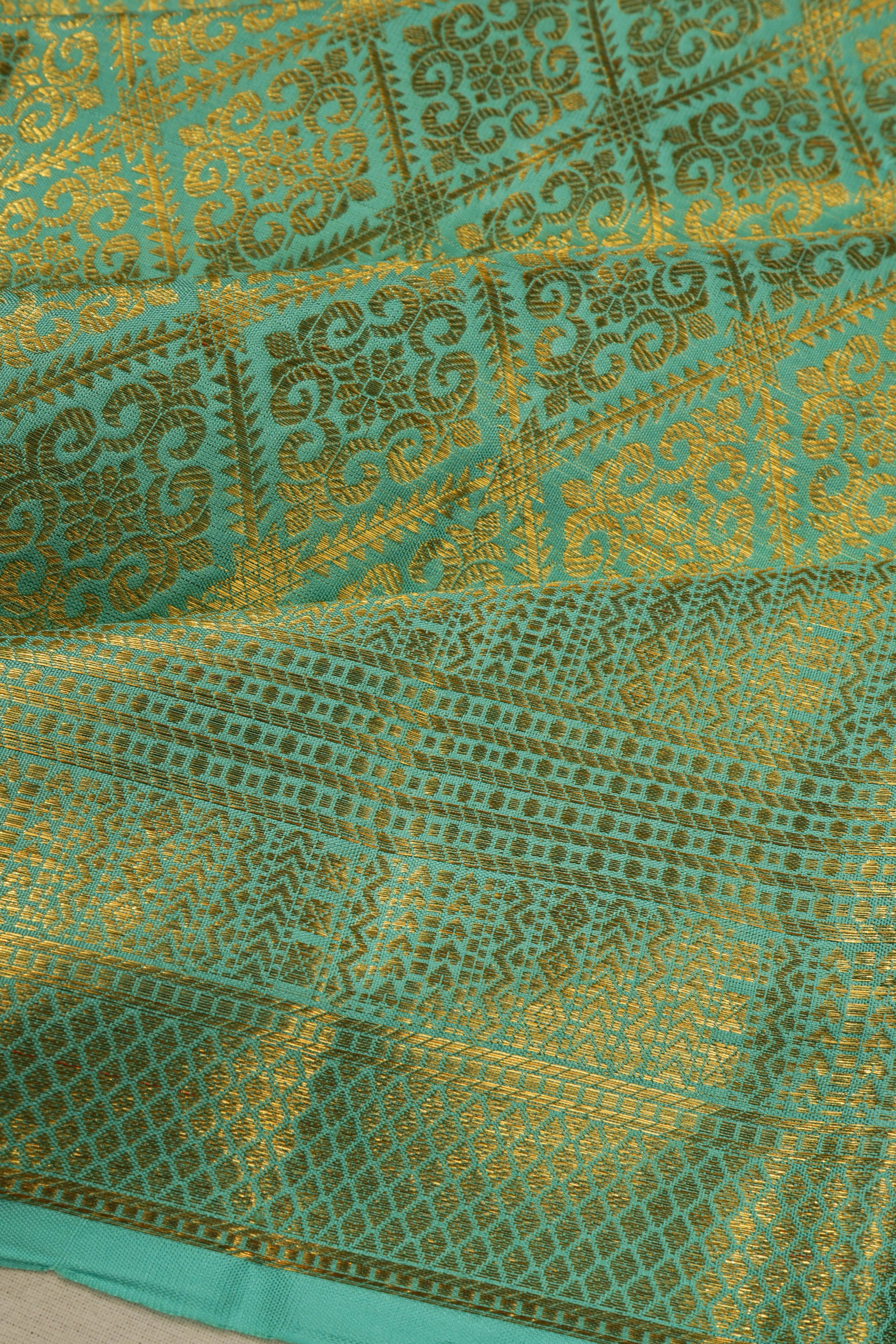 Kanchipuram Silk Brocade Pastel Blue Saree