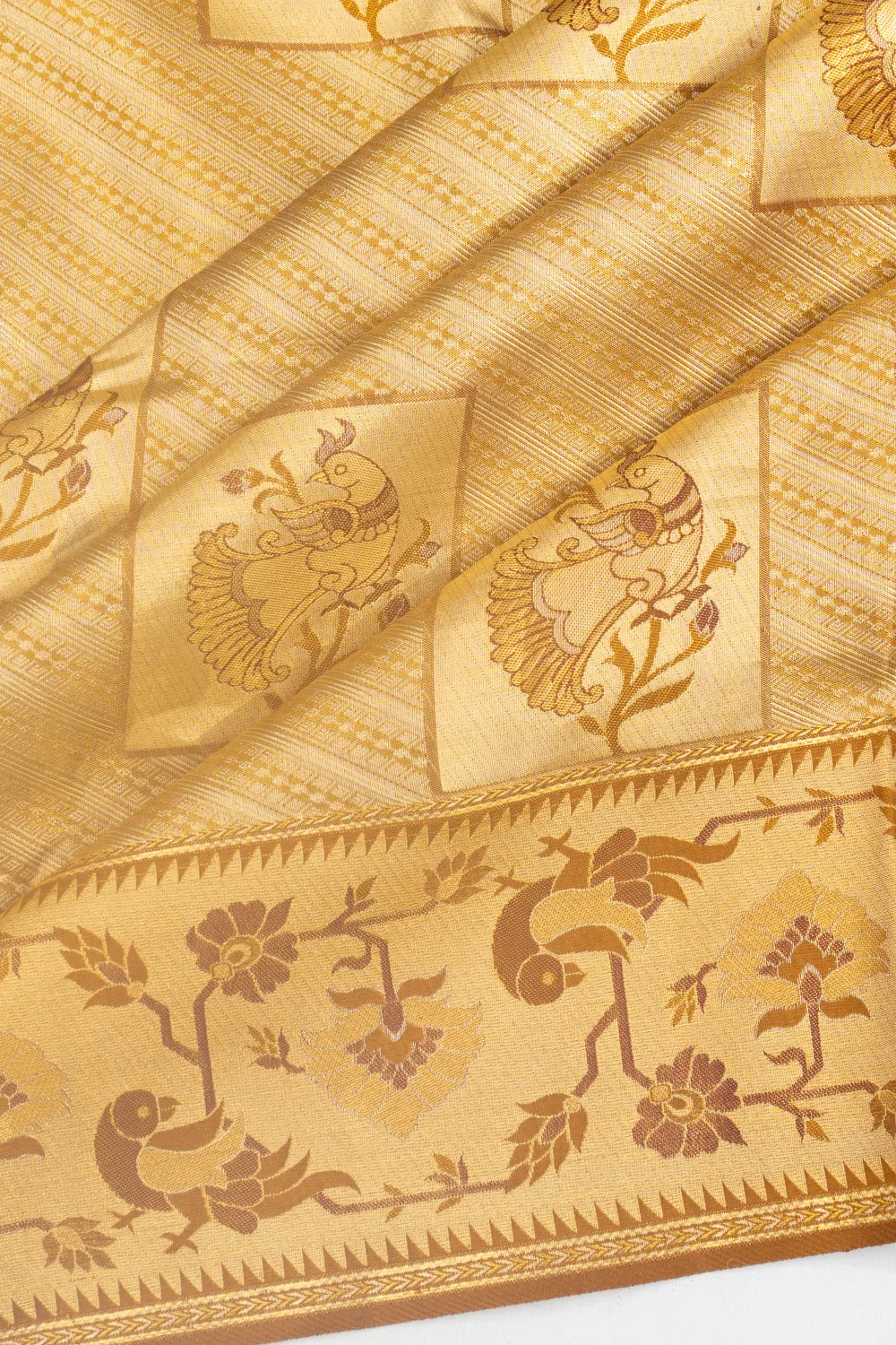 Kanchipuram Silk Tissue Brocade Gold Saree