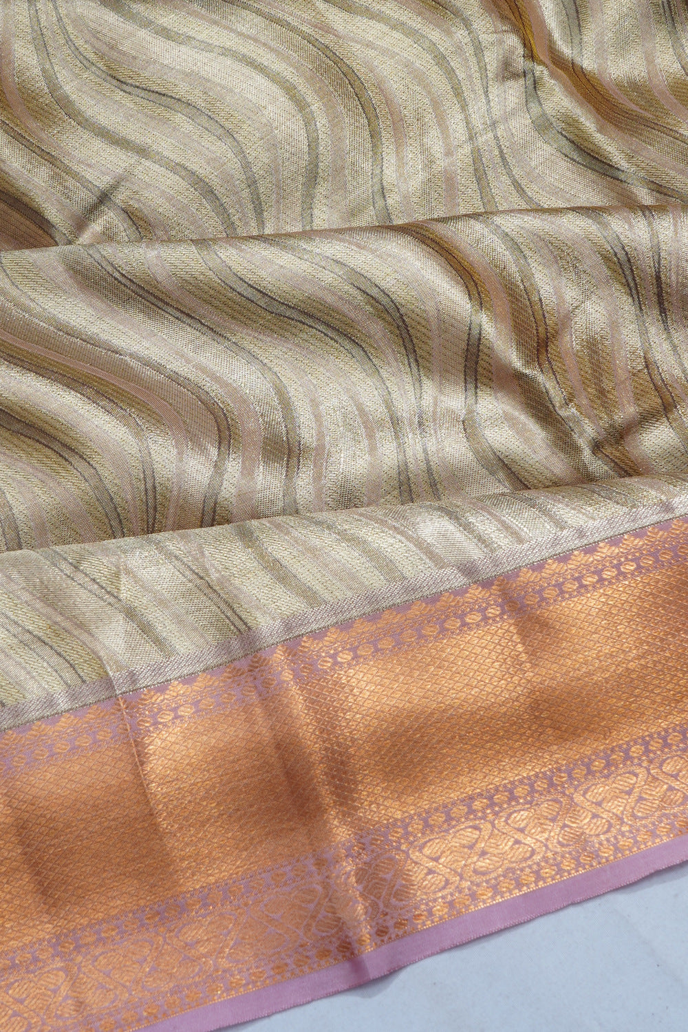 Kanchipuram Silk Tissue Brocade Gold Saree