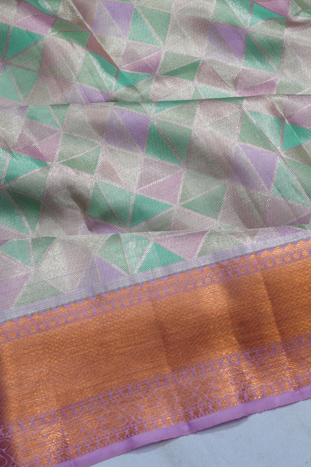 Kanchipuram Silk Tissue Brocade Multicolour Saree