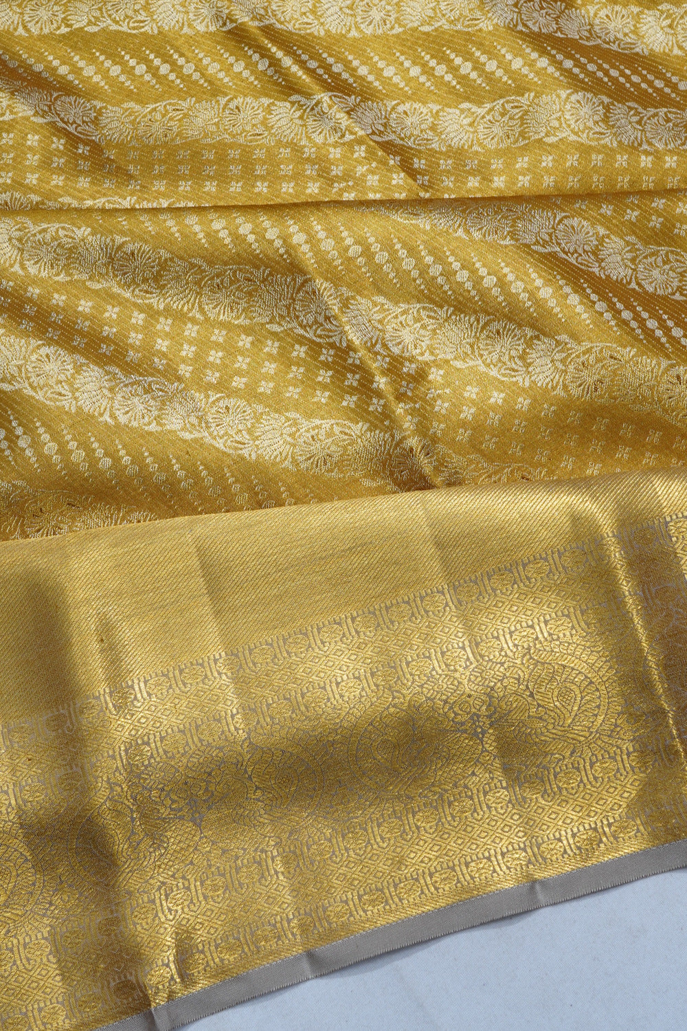 Kanchipuram Silk Tissue Brocade Gold Saree