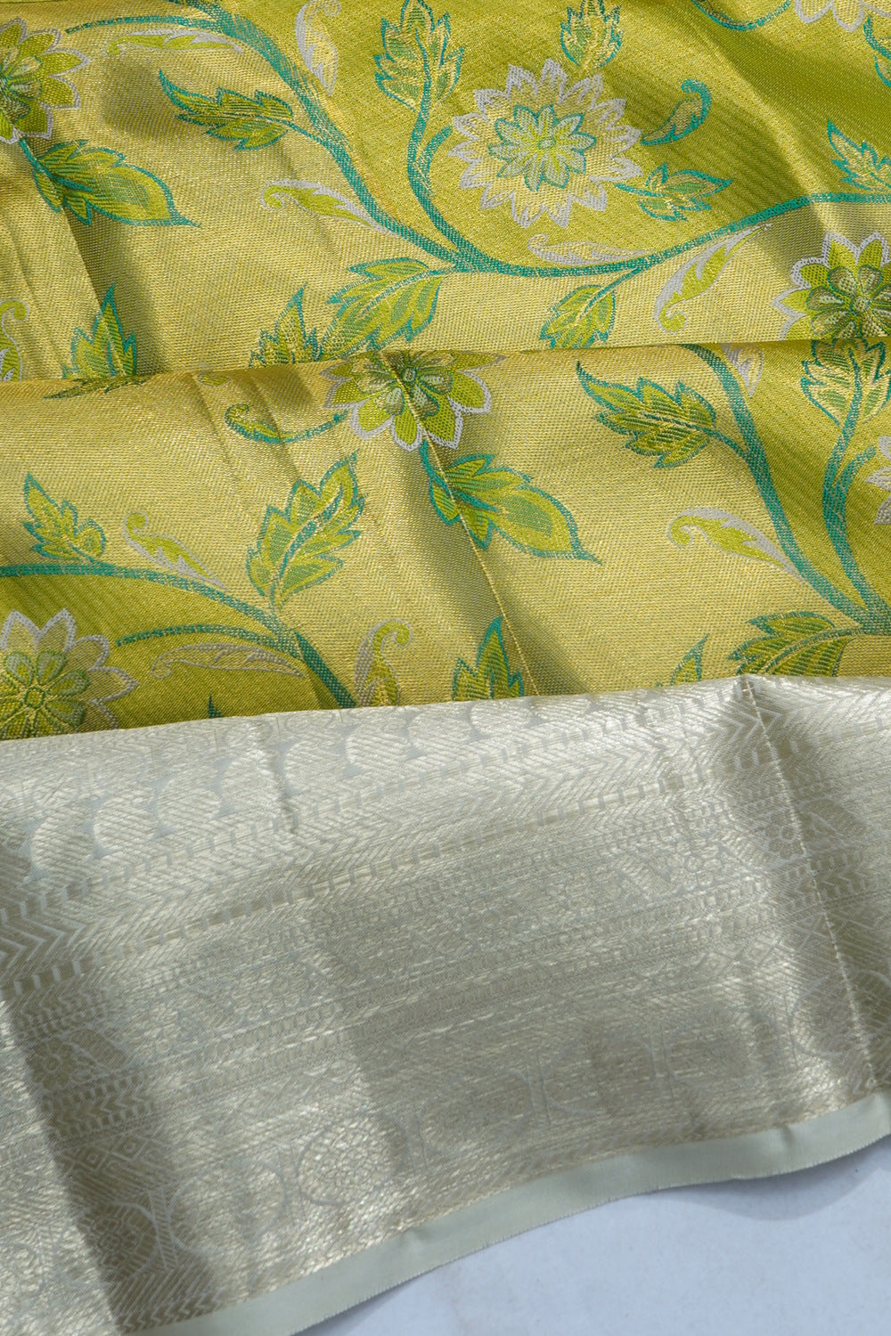 Kanchipuram Silk Tiisue Brocade Green Saree