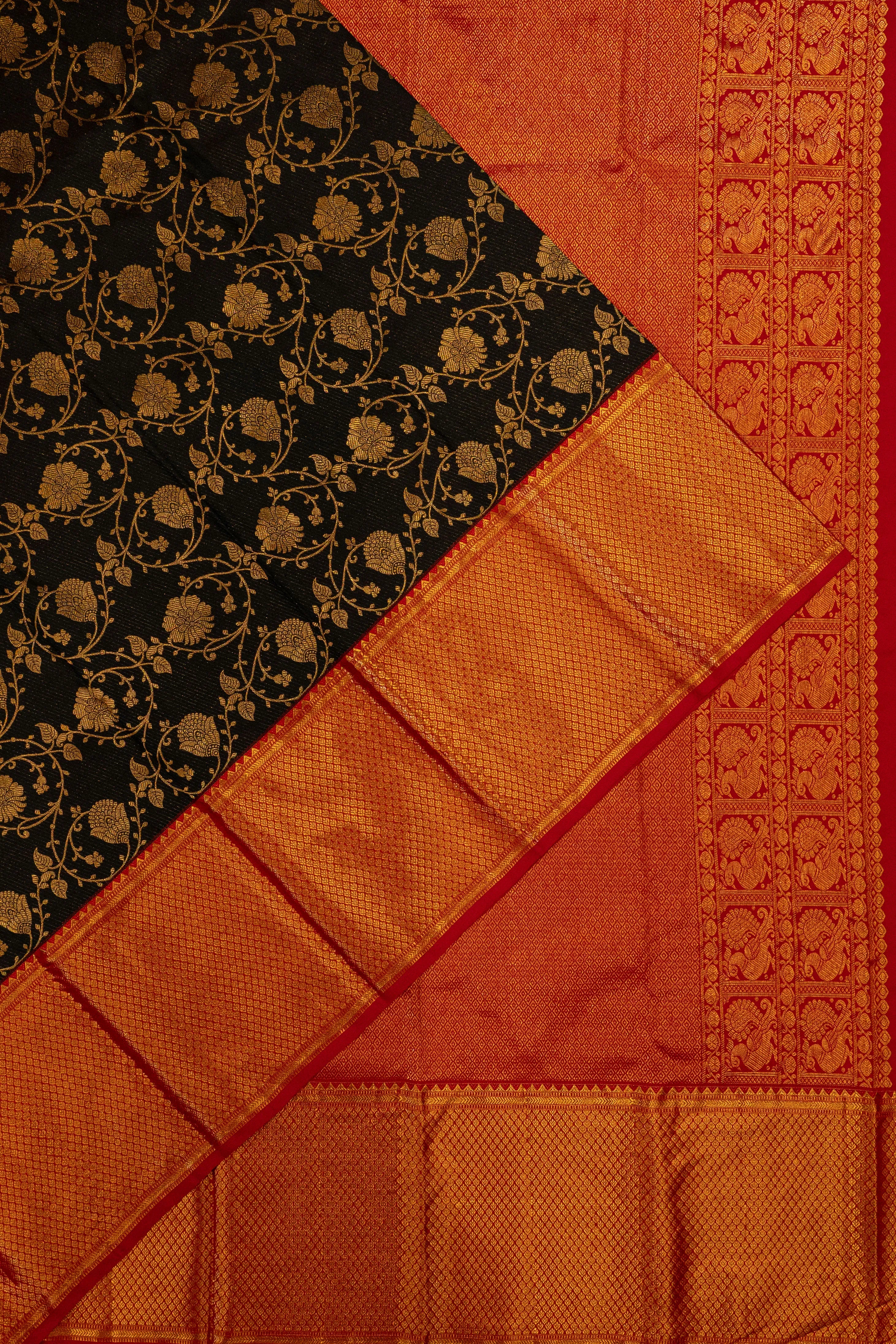 Taranga Kanchi Silk Jaal Black Saree