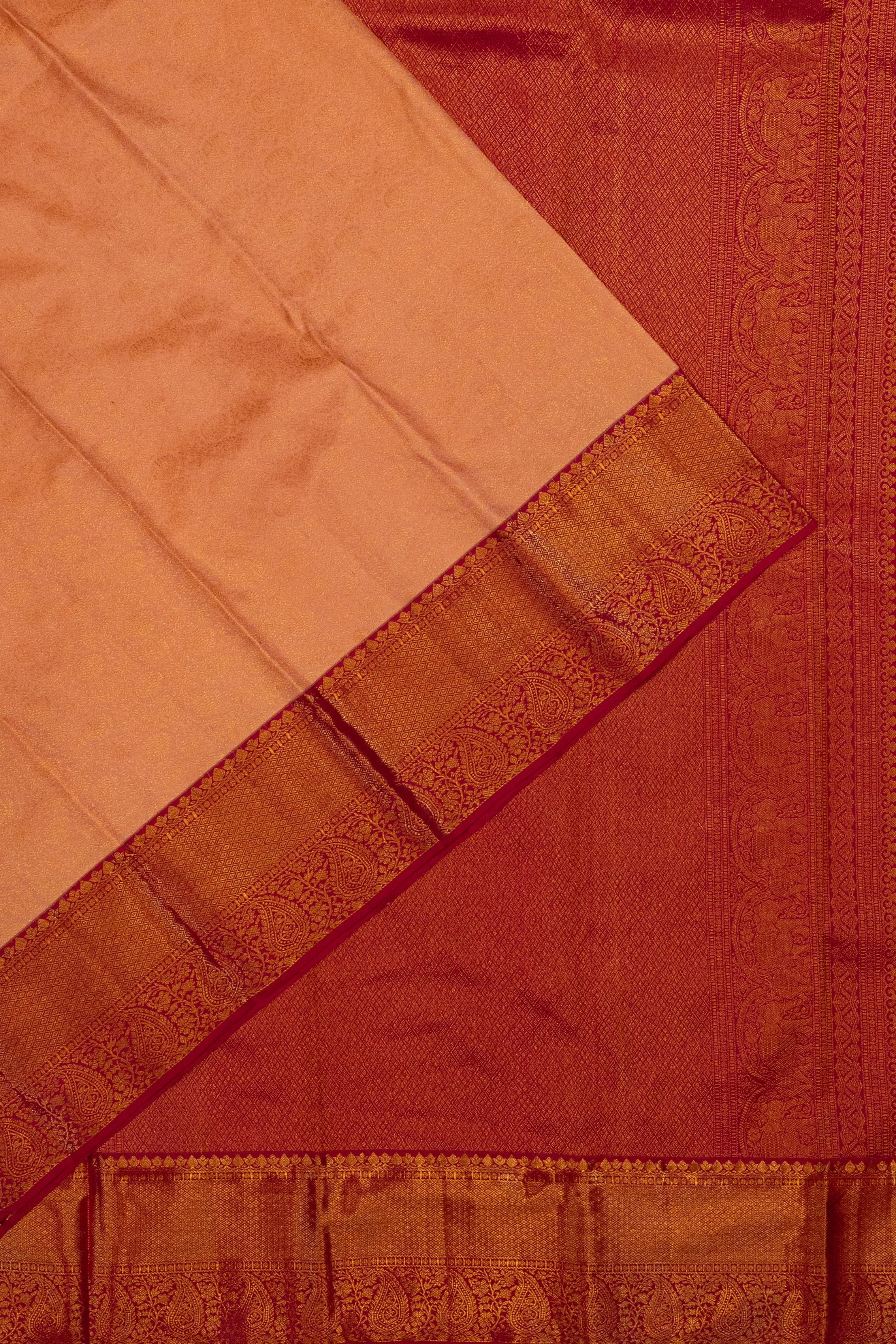 Taranga Kanchi Silk Brocade Peach Saree