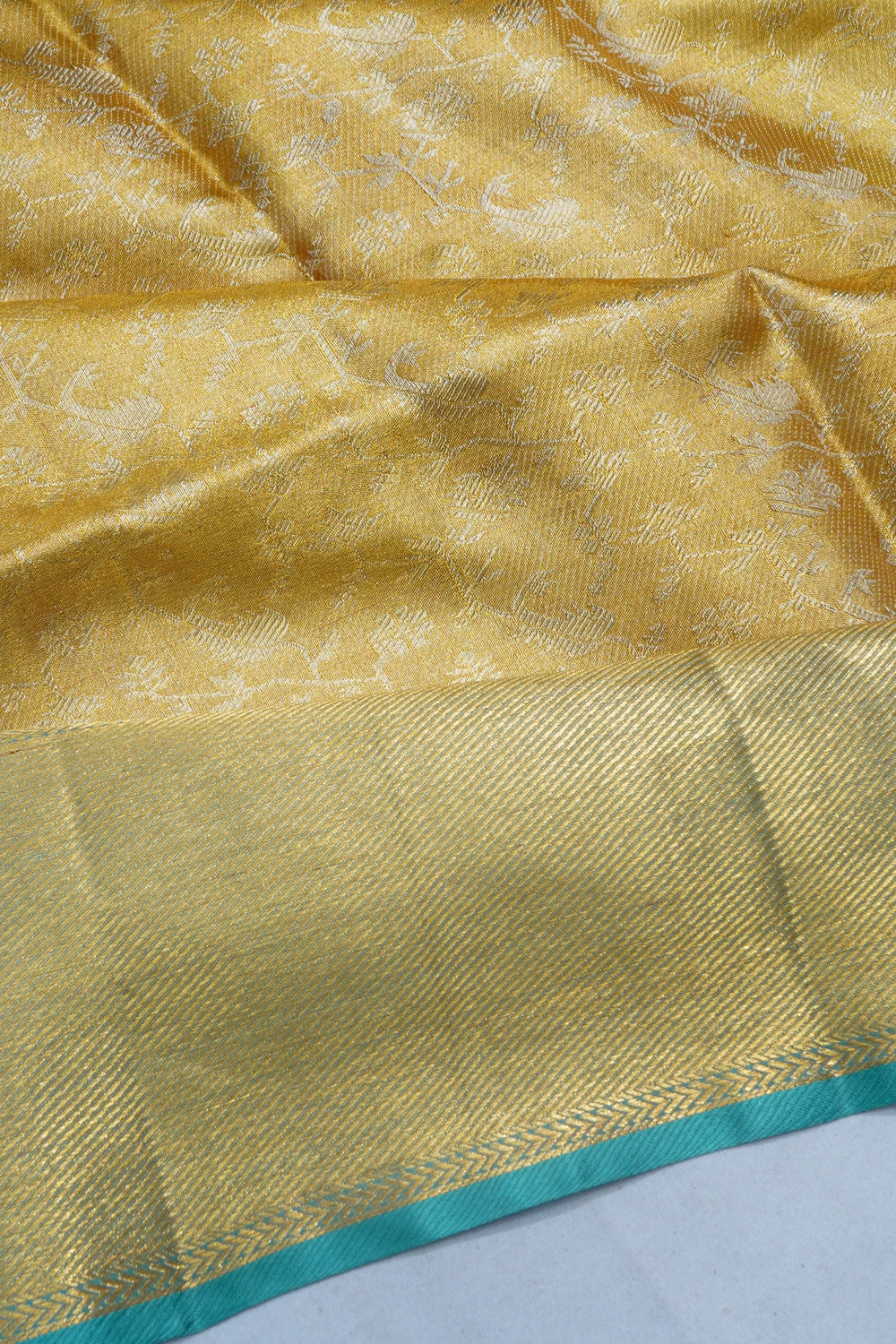 Kanchipuram Silk Tissue Brocade Gold Saree