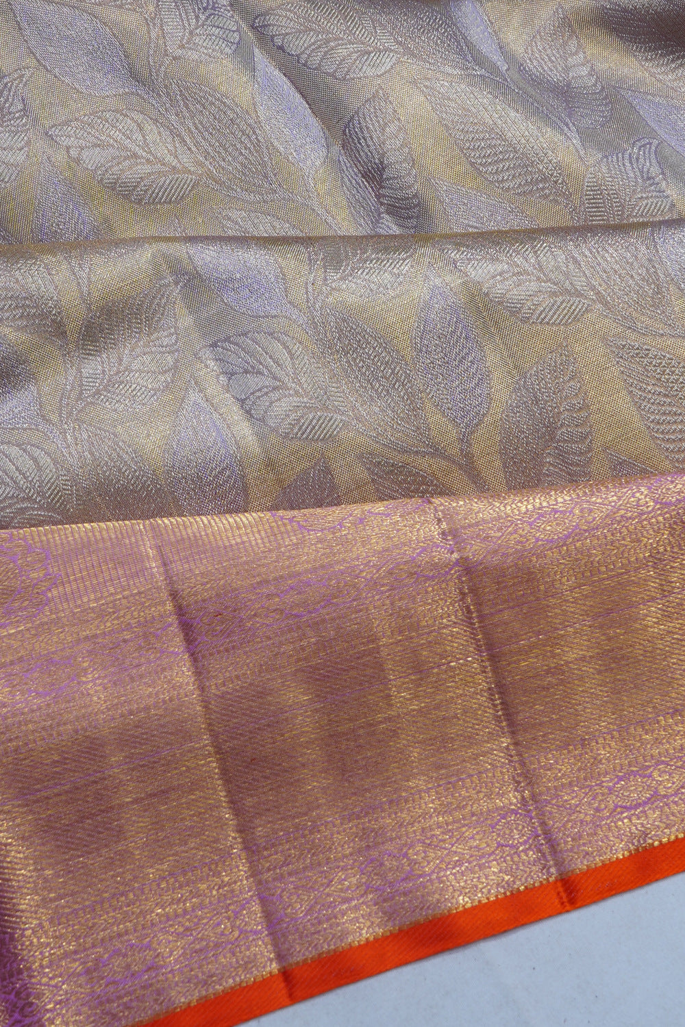 Kanchipuram Silk Tissue Brocade Gold Saree