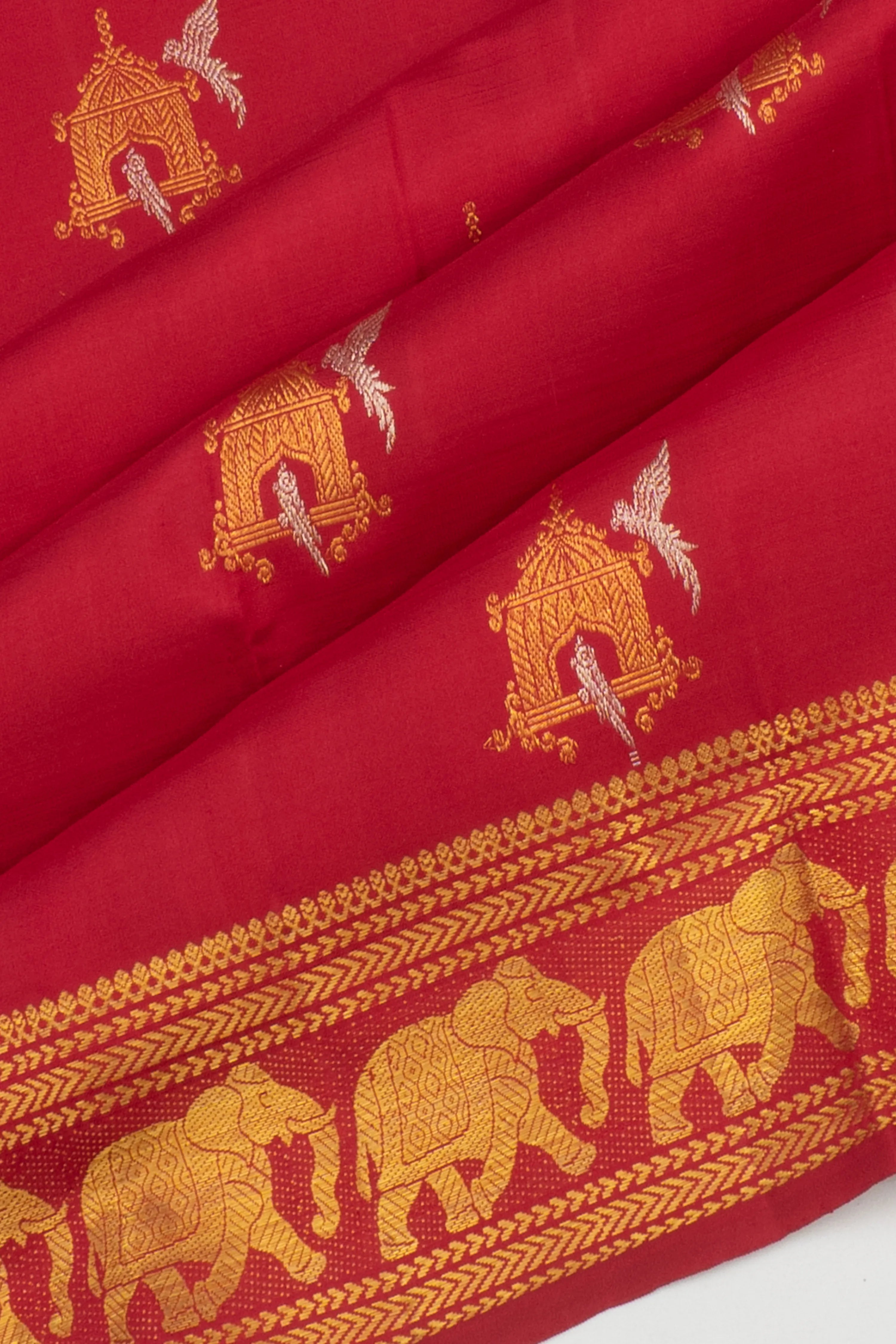 Kanchipuram Silk Butta Red Saree