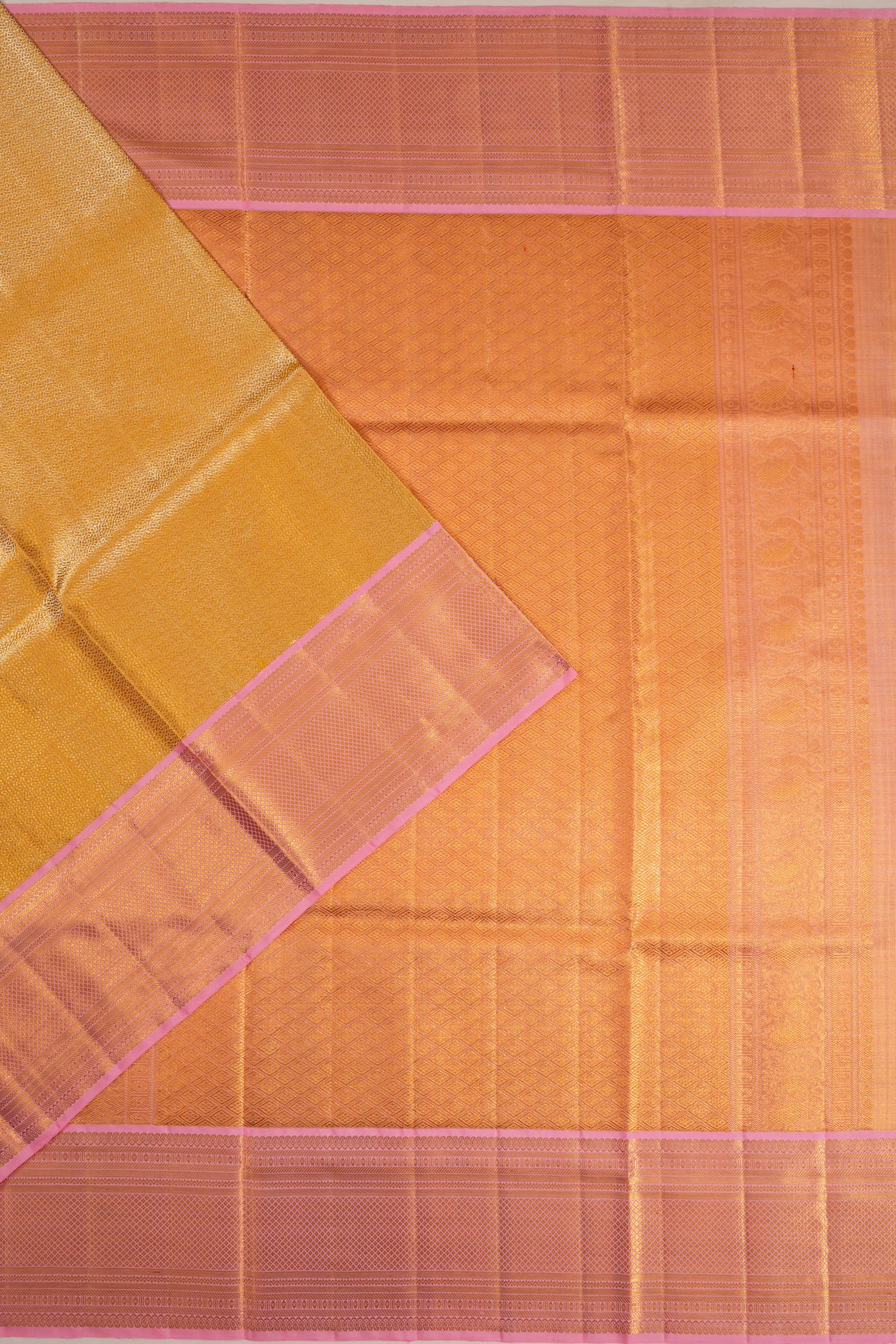 Kanchipuram Silk Tissue Brocade Gold Saree