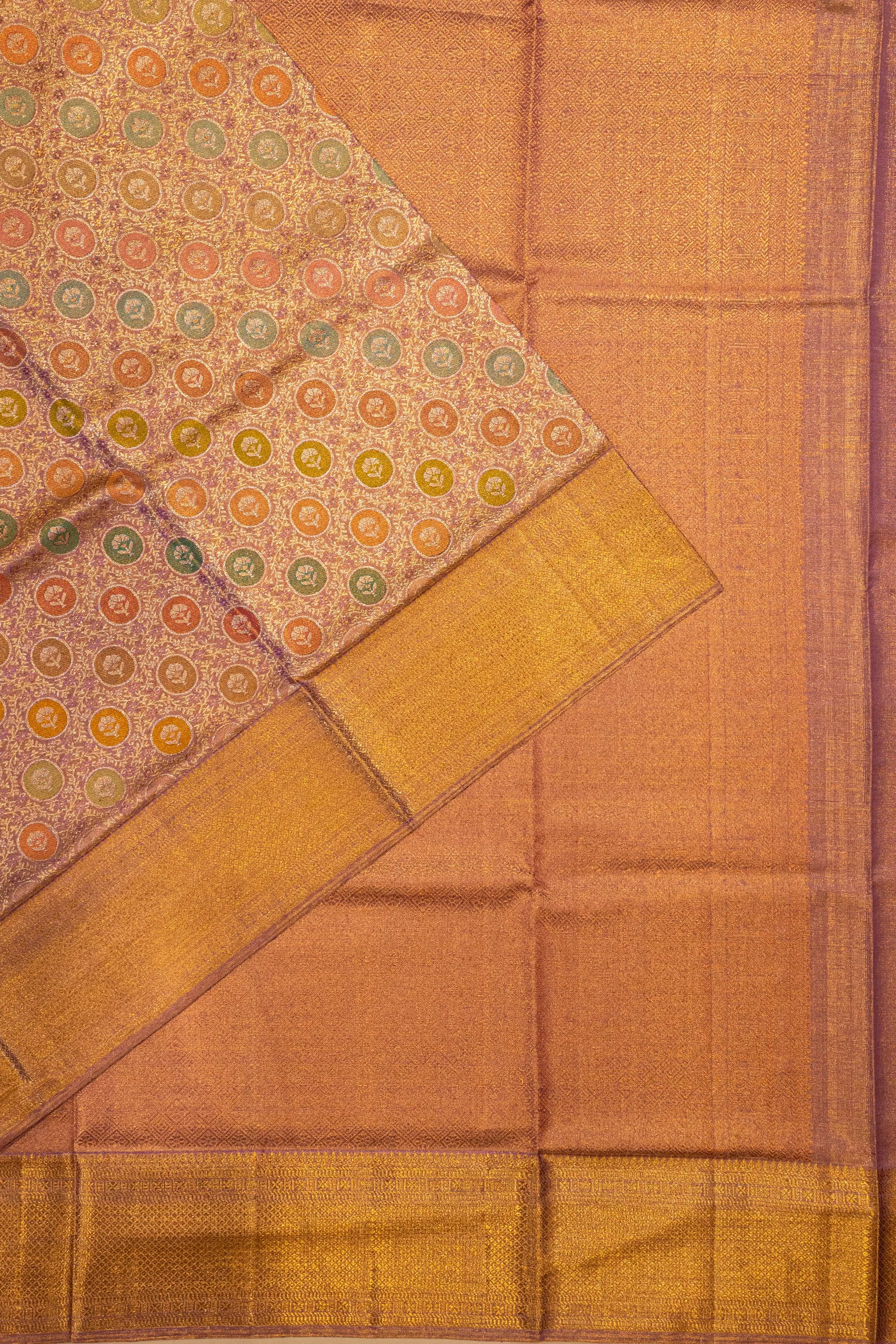 Kanchipuram Silk Tissue Brocade Lavender Saree