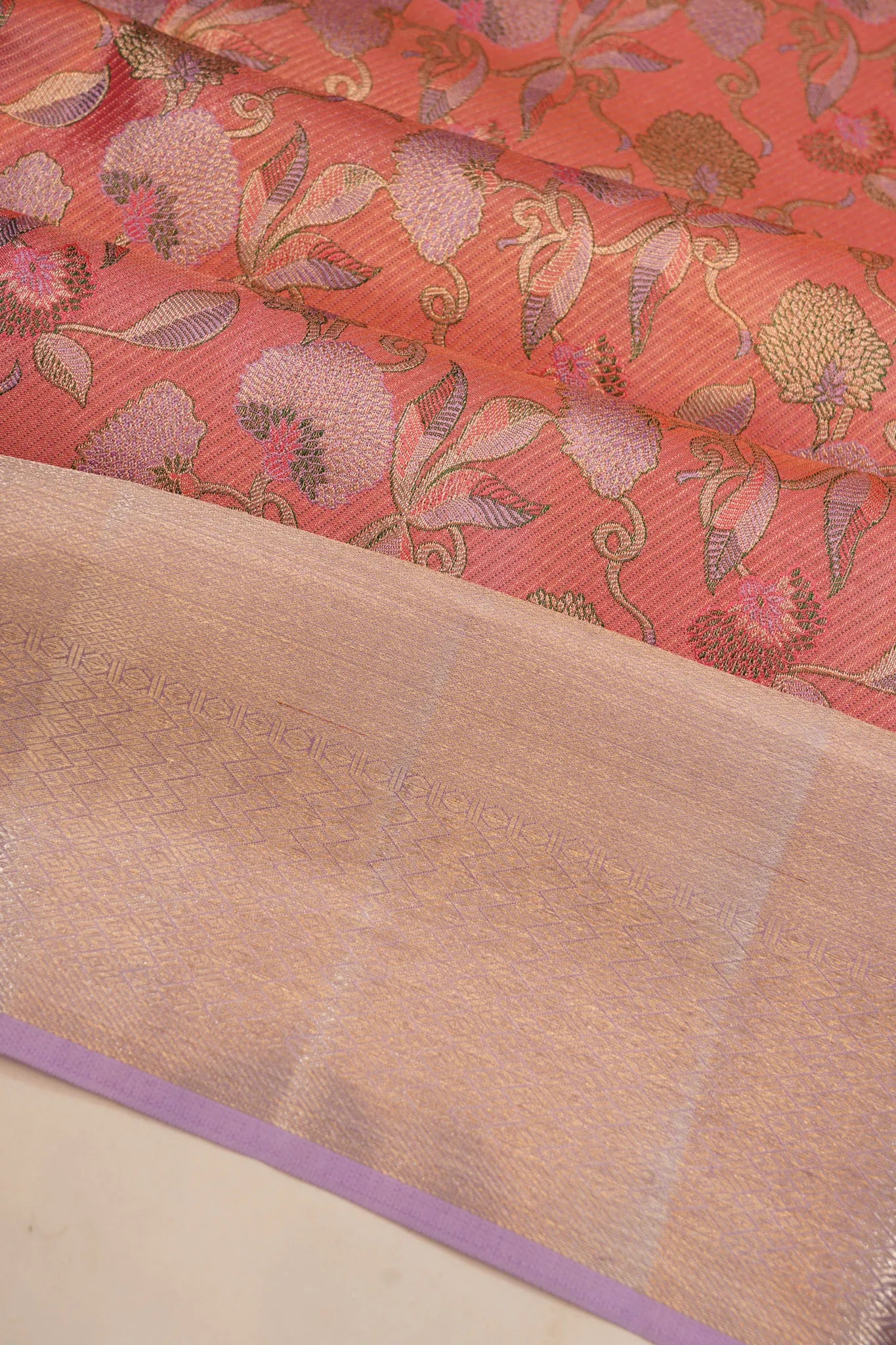 Taranga Kanchi Silk Tissue Brocade Baby Pink Saree