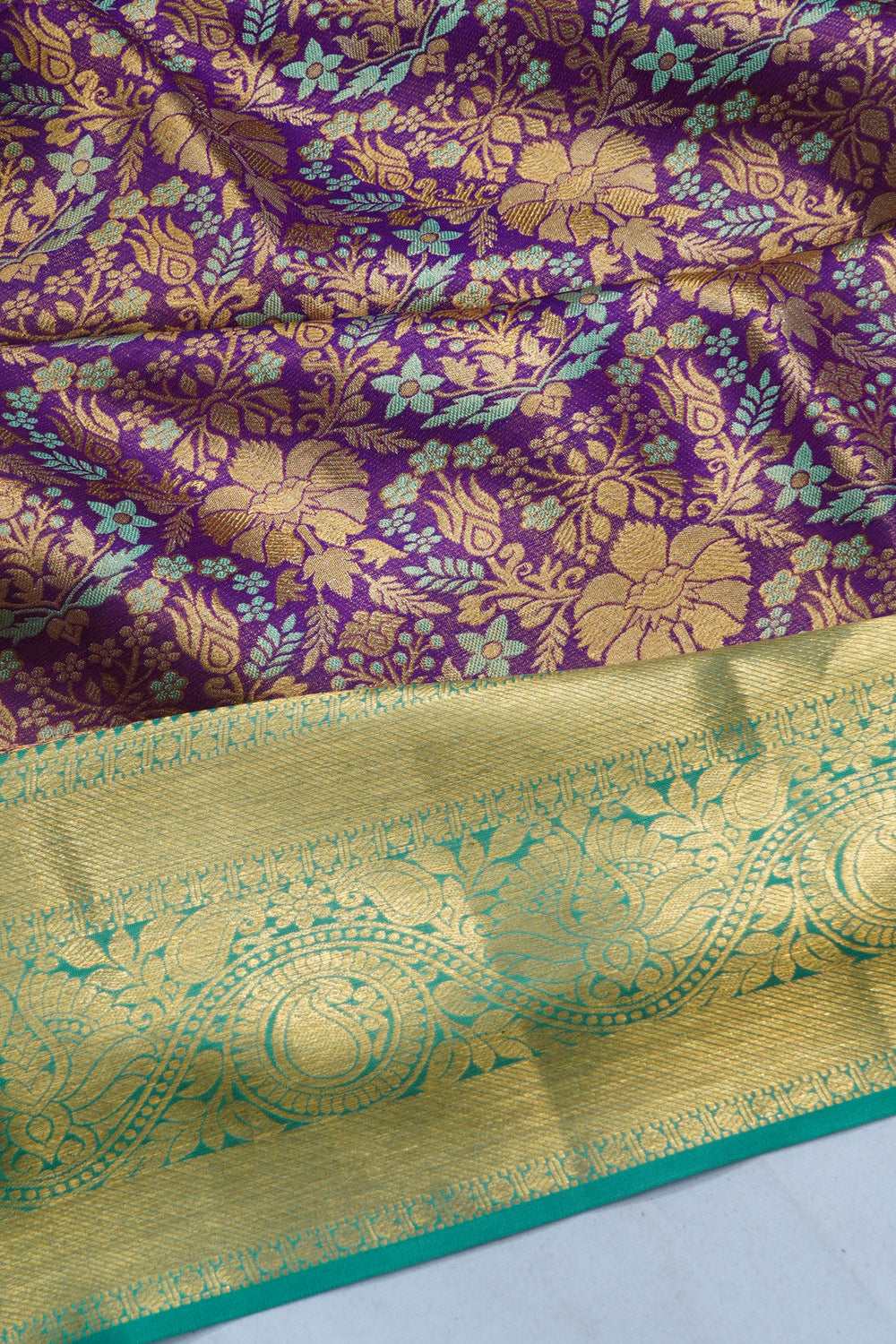 Kanchipuram Silk Tissue Brocade Purple Saree