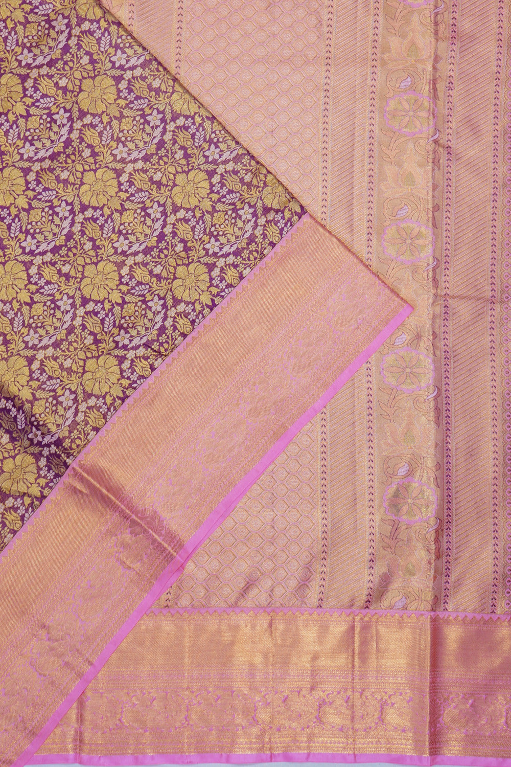 Kanchipuram Silk Tissue Brocade Purple Saree