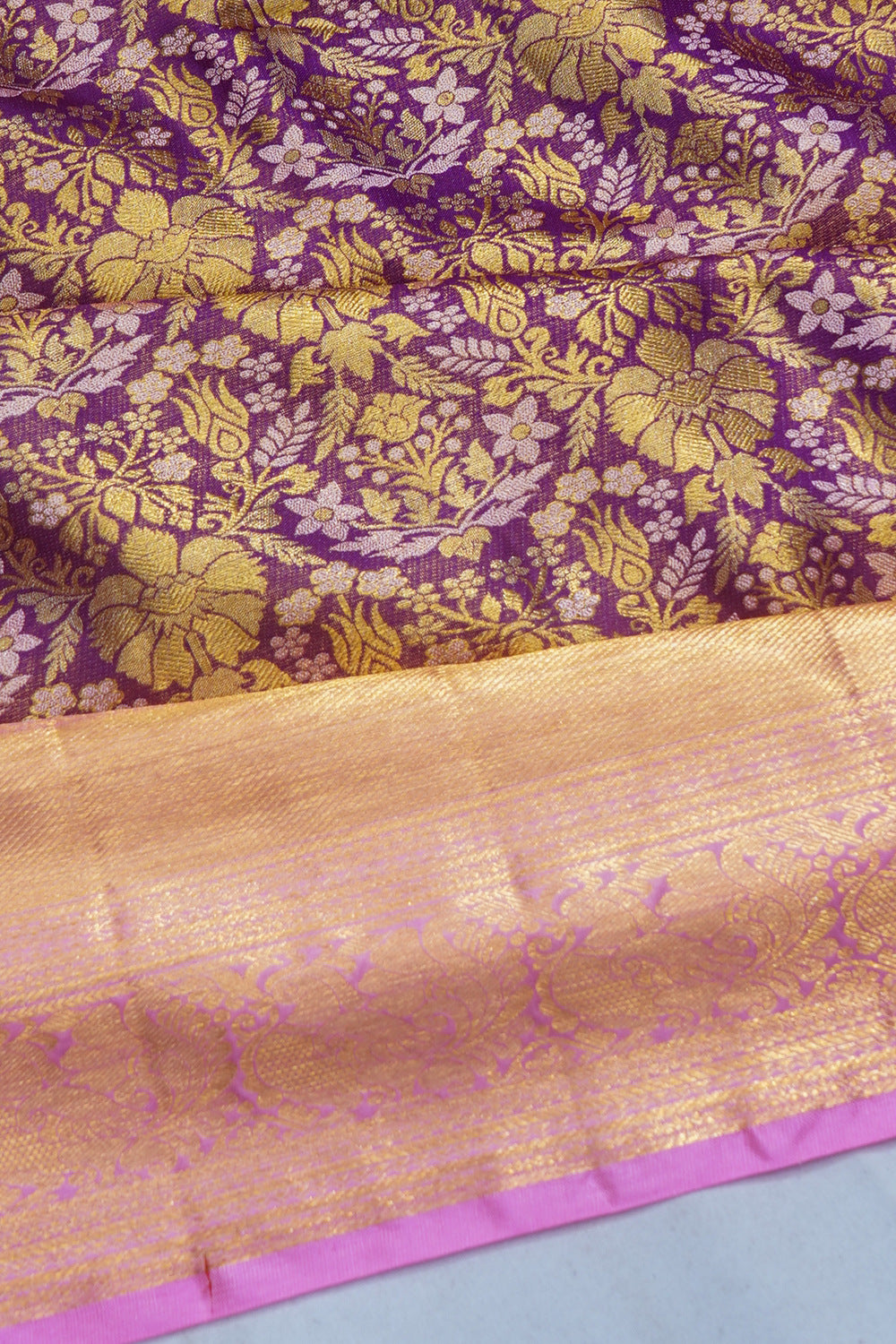 Kanchipuram Silk Tissue Brocade Purple Saree