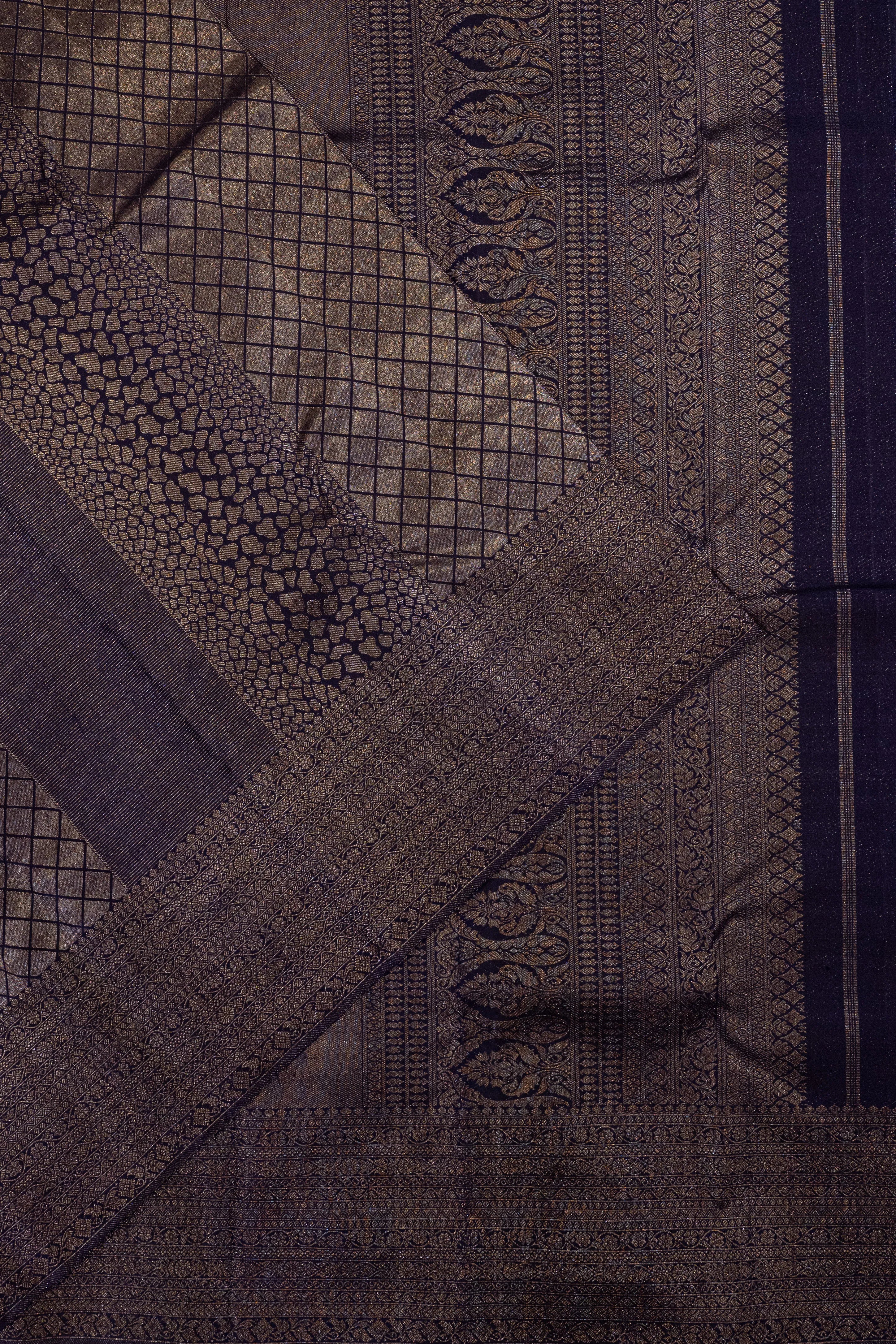 Kanchipuram Silk Brocade Dark Blue Saree