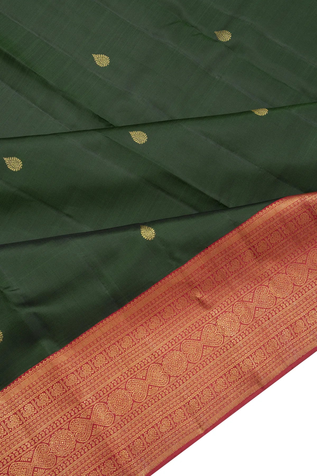 Kanchipuram Silk Butta Dark Green Saree