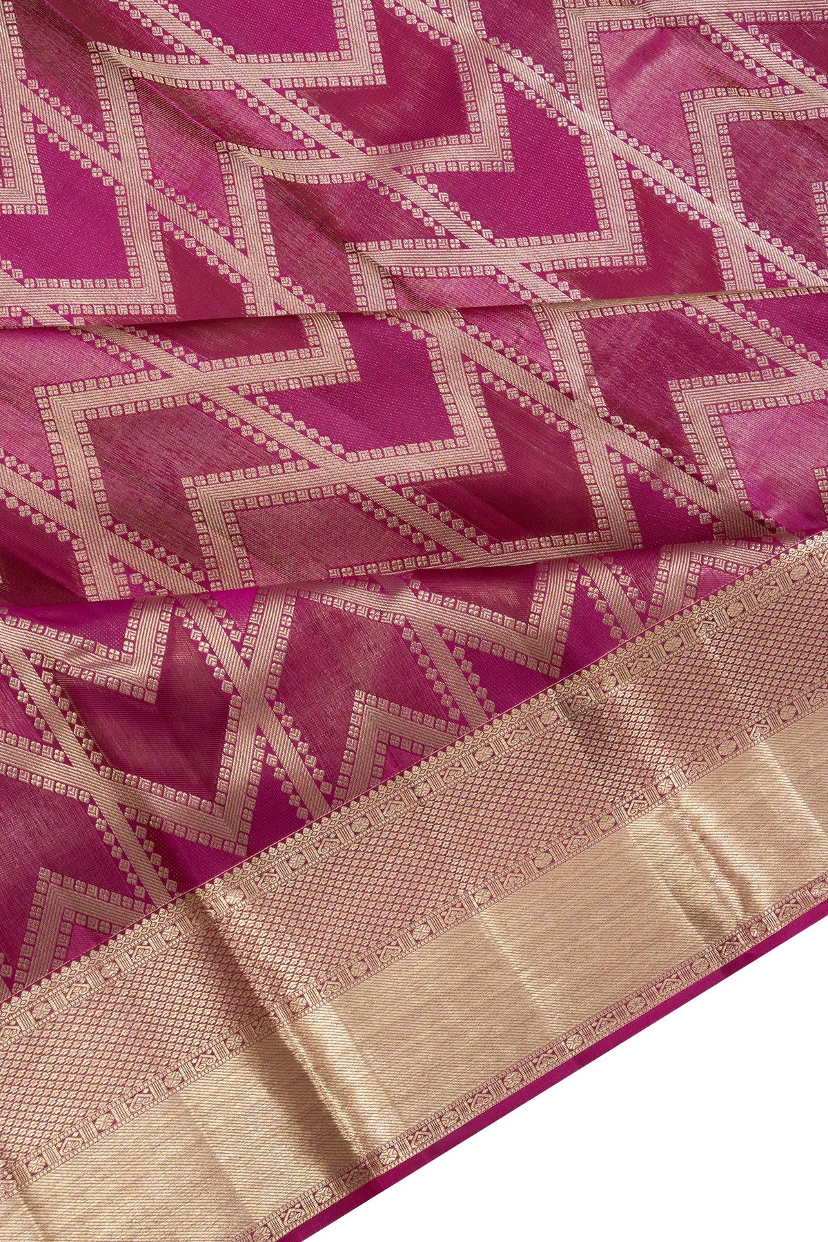Kanchipuram Silk Geometrical Brocade Pink Saree