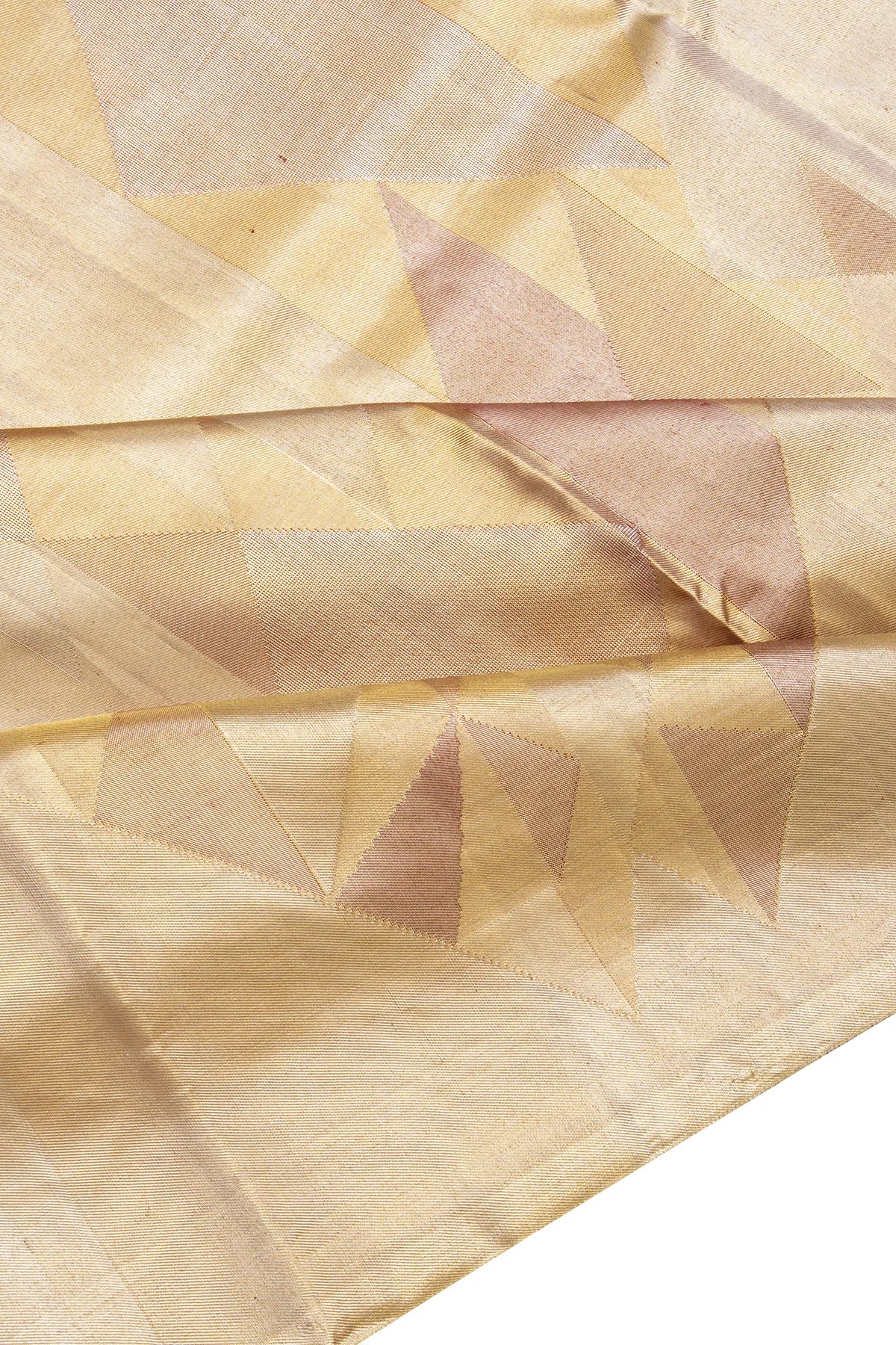 Kanchipuram Silk Tissue Geometrical Brocade Gold Saree